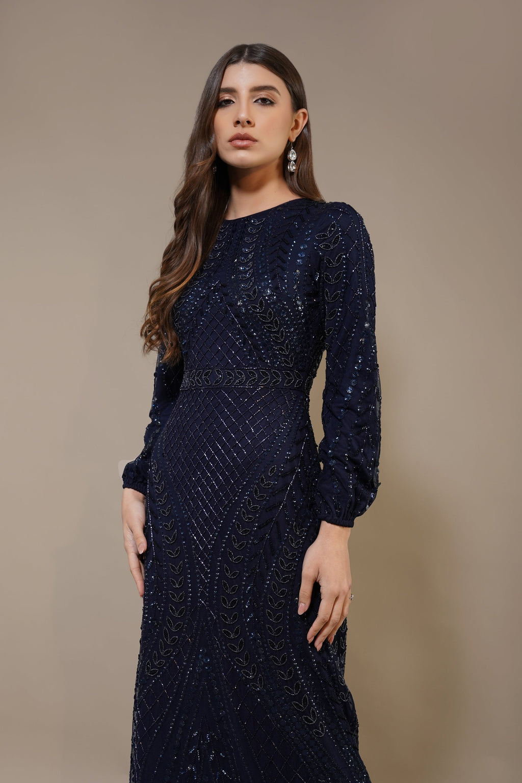 Acacia Embellished Maxi Dress in Navy