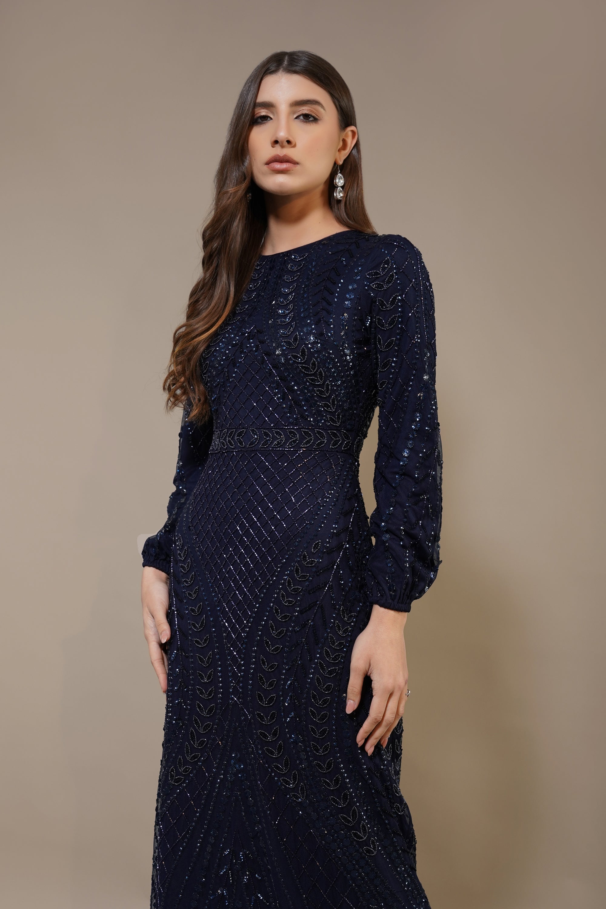 Acacia Embellished Maxi Dress in Navy