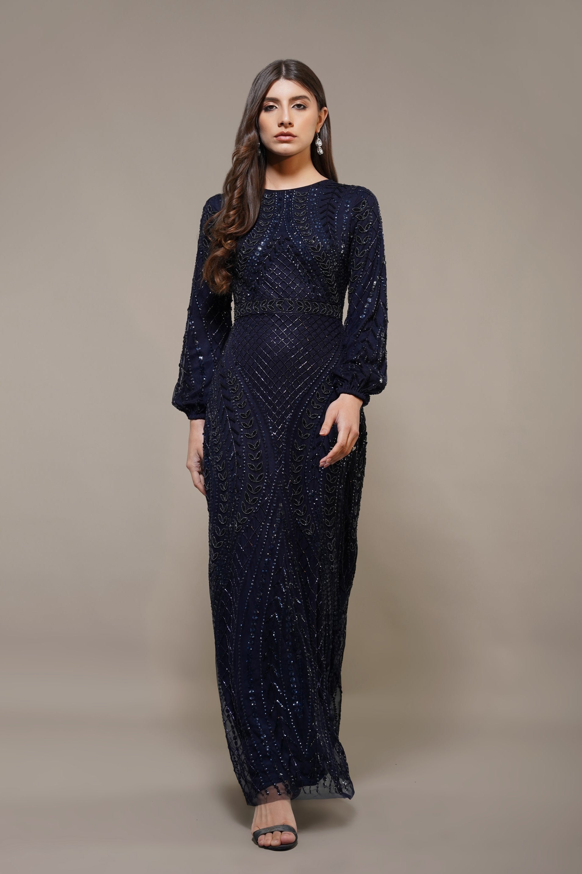 Acacia Embellished Maxi Dress in Navy
