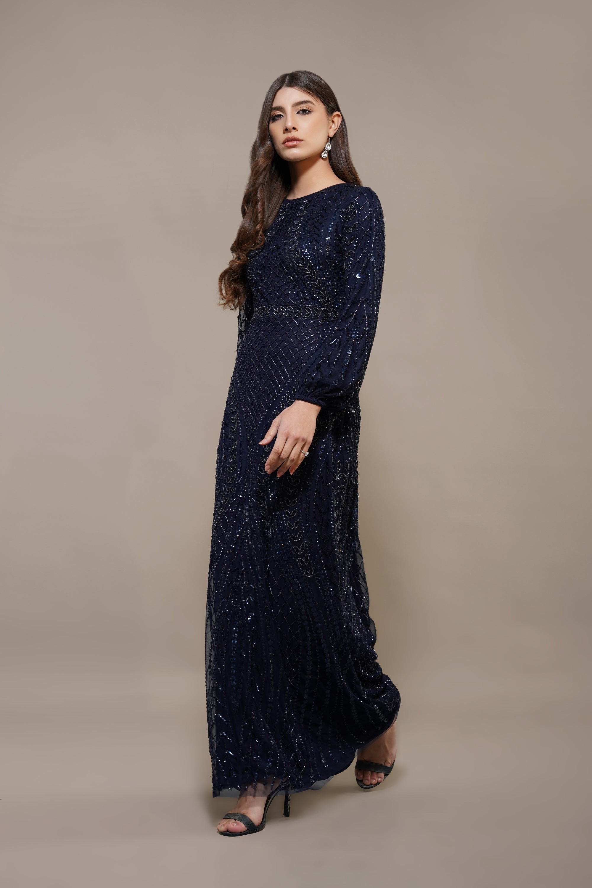 Acacia Embellished Maxi Dress in Navy
