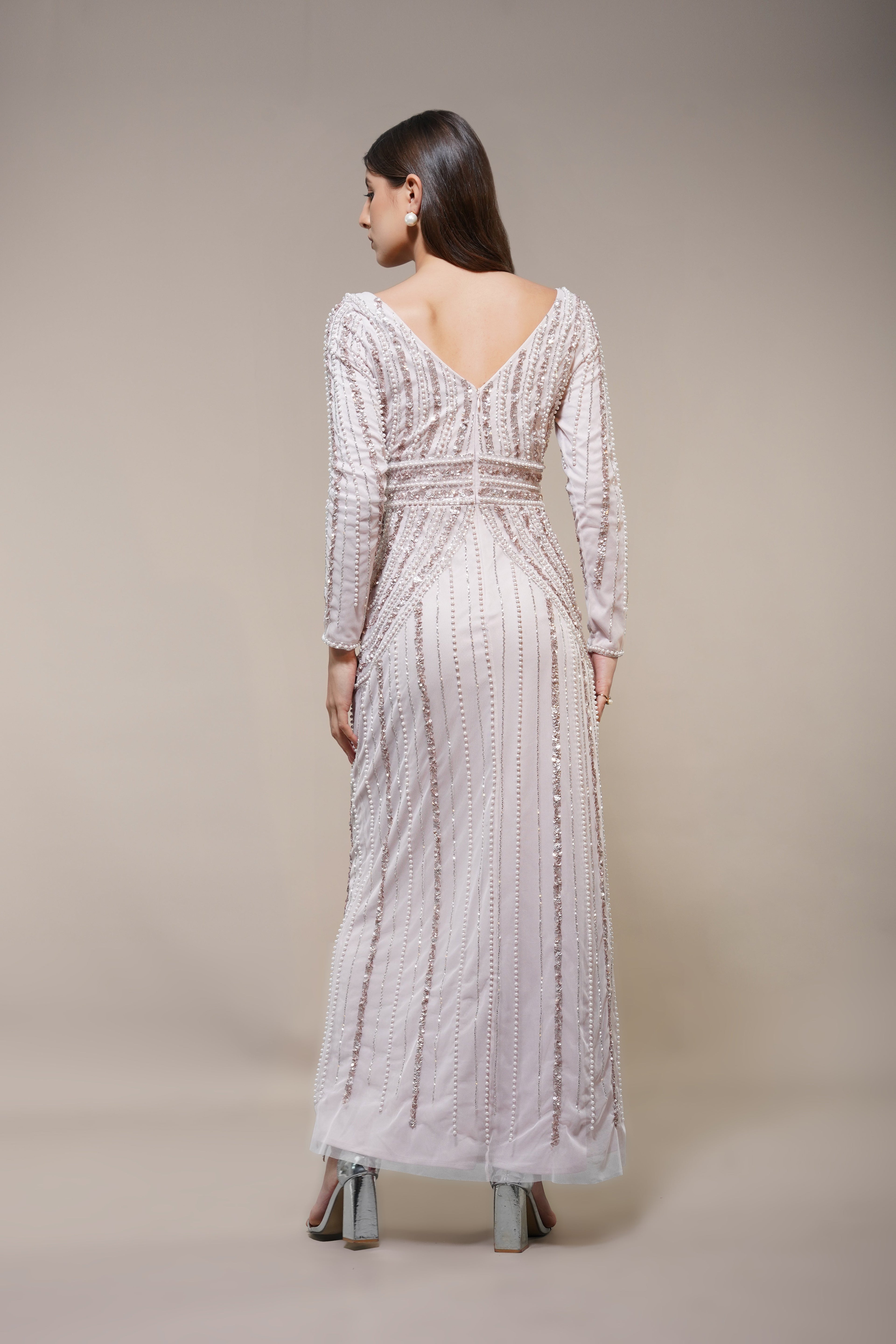 Cordelia Embellished Maxi Dress in Powder Pink