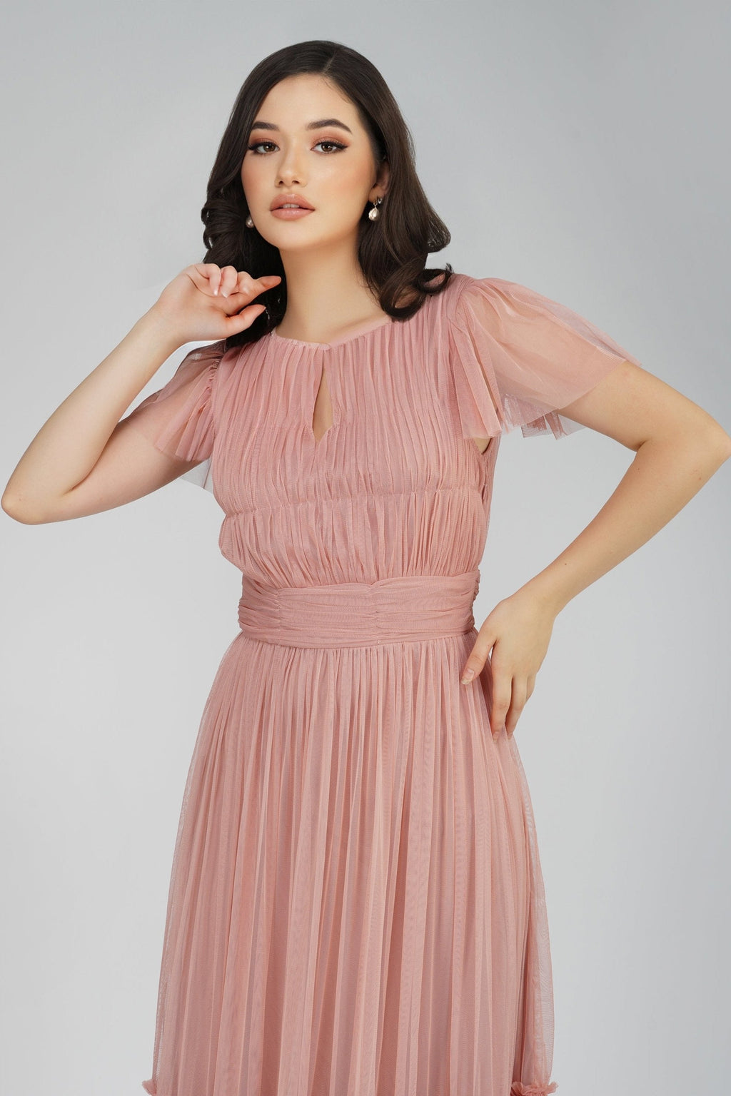 Diva Tulle Maxi Dress in Mink