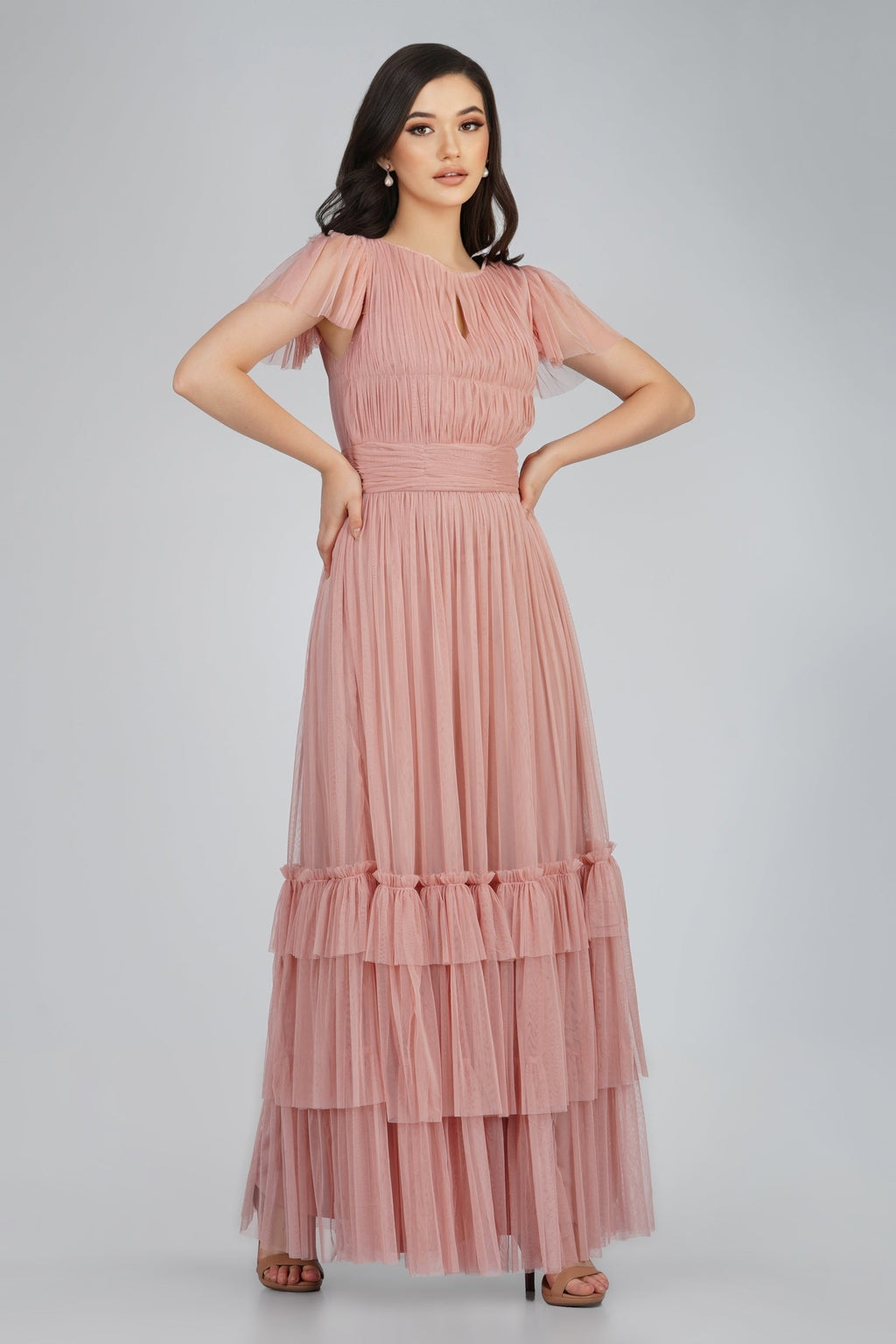 Diva Tulle Maxi Dress in Mink