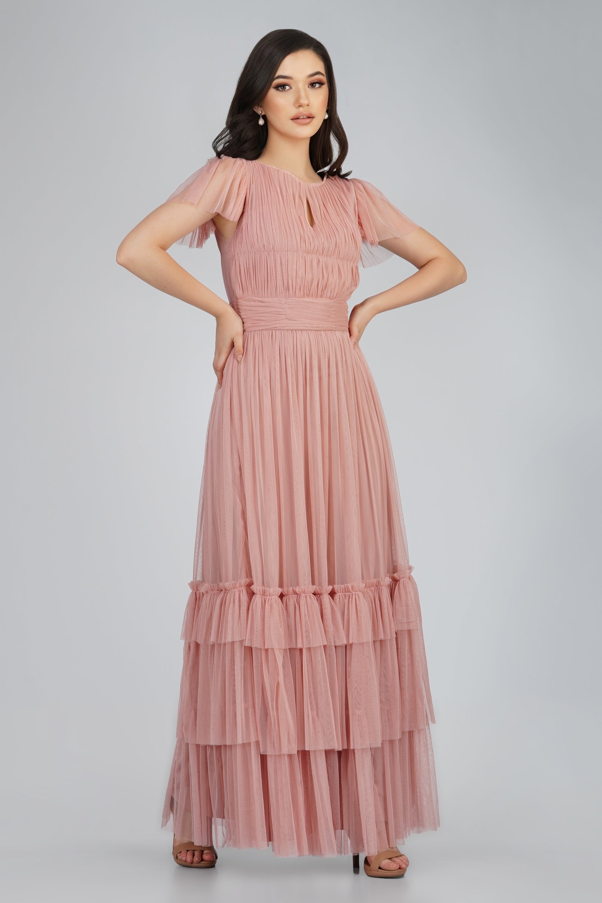 Diva Tulle Maxi Dress in Mink