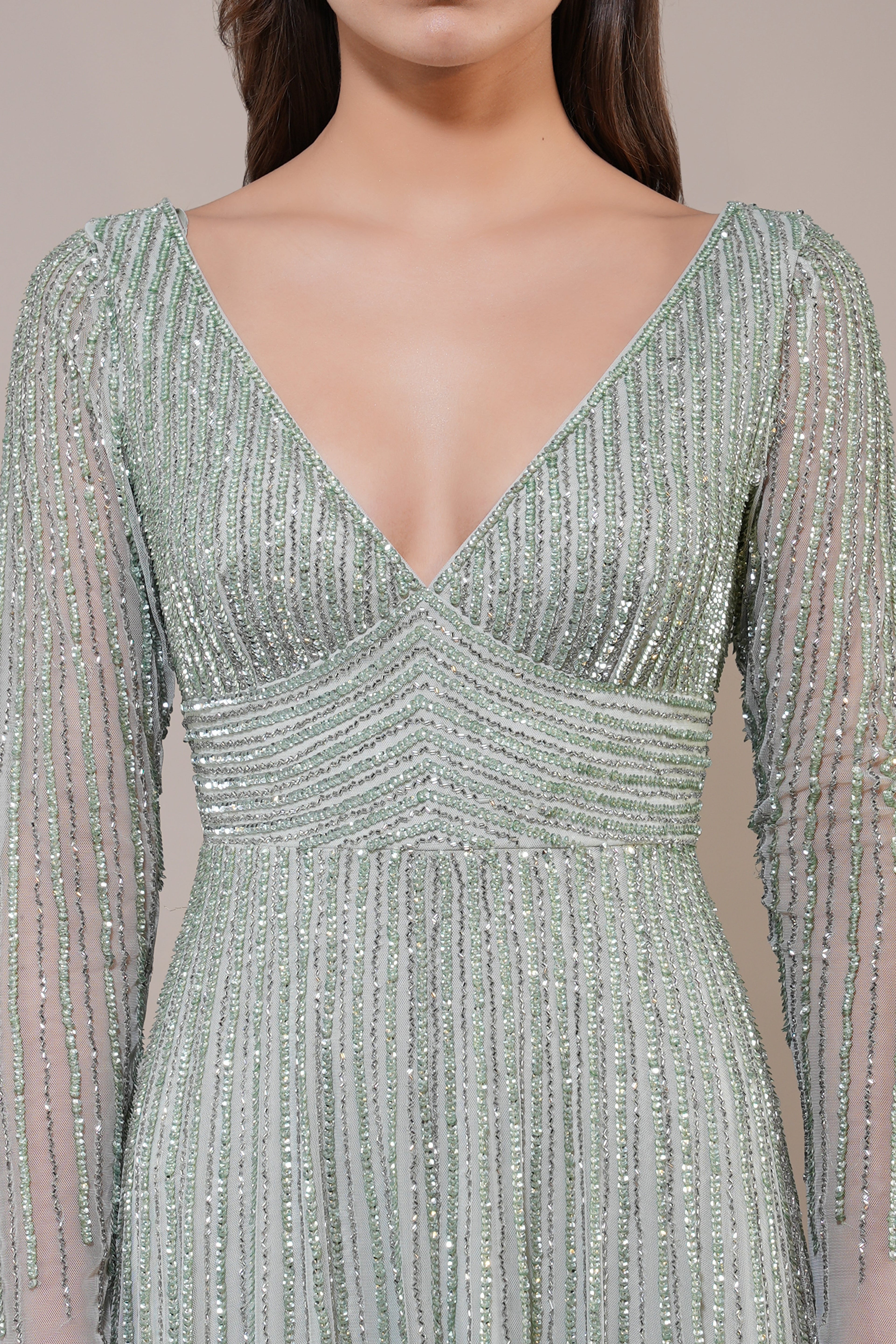 Laura Embellished Maxi Dress in Sage Green