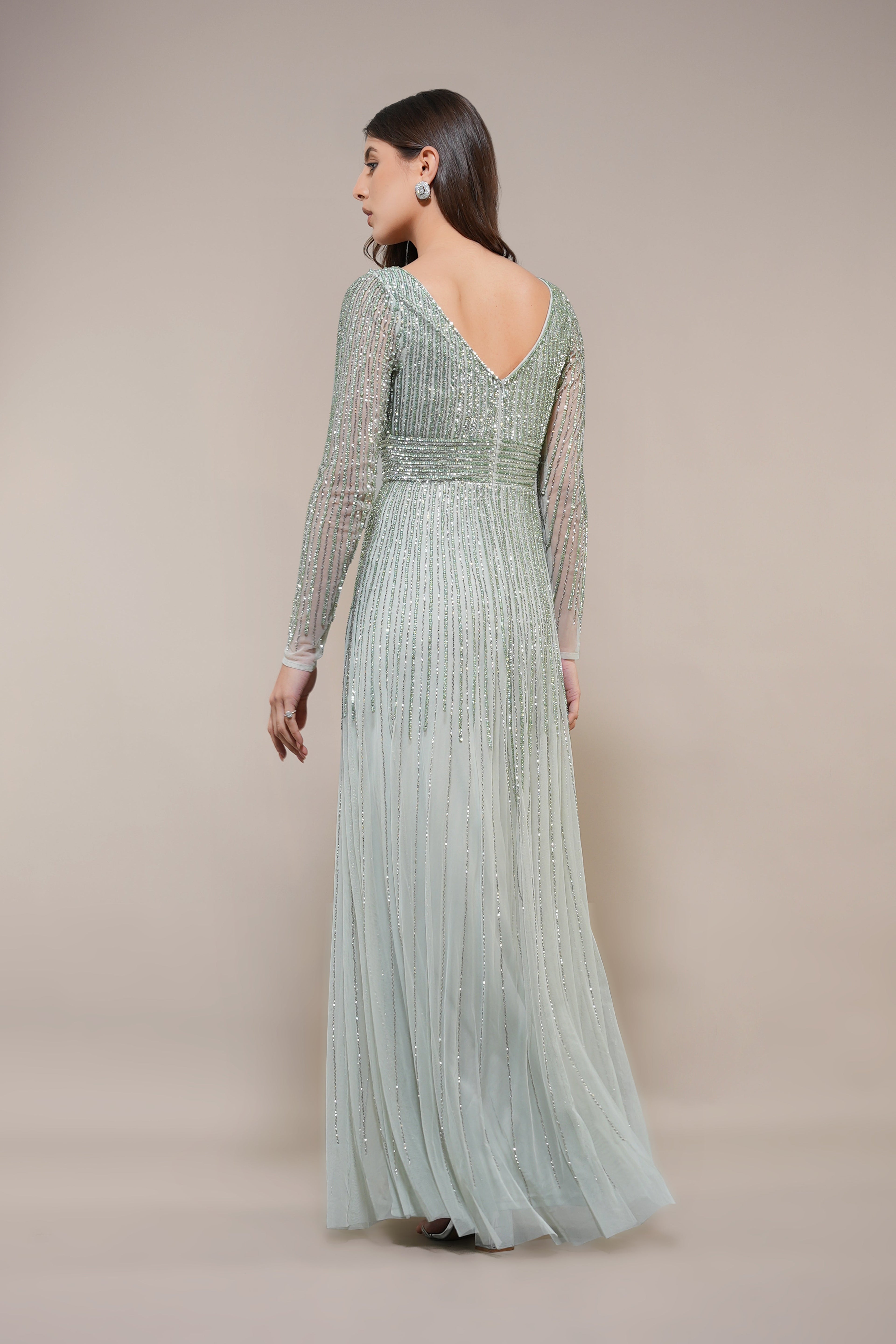 Laura Embellished Maxi Dress in Sage Green