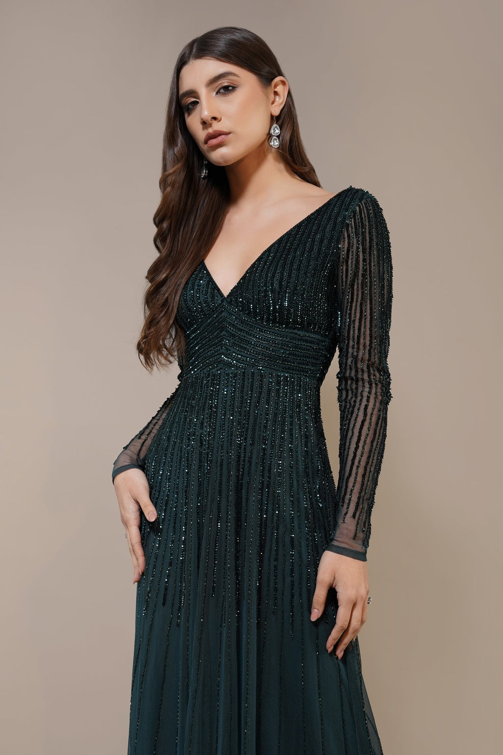 Laura Embellished Maxi Dress in Emerald Green