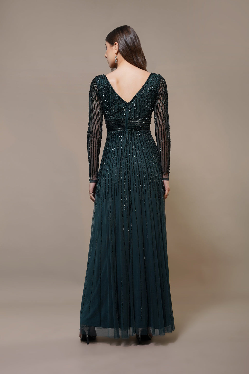 Laura Embellished Maxi Dress in Emerald Green