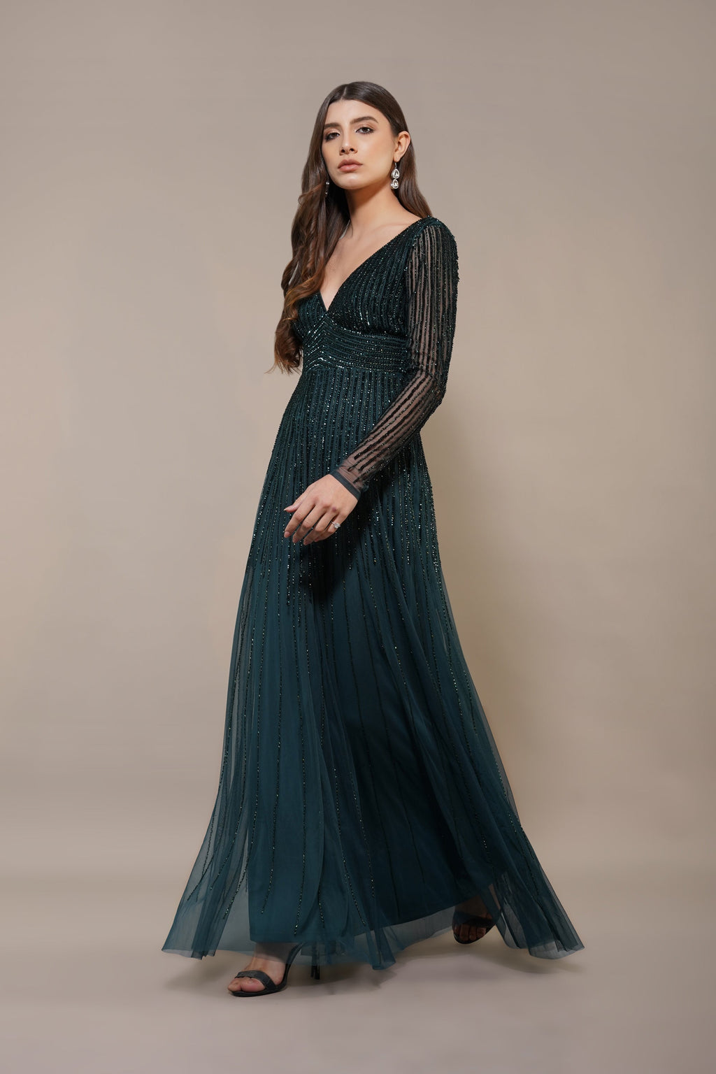 Laura Embellished Maxi Dress in Emerald Green