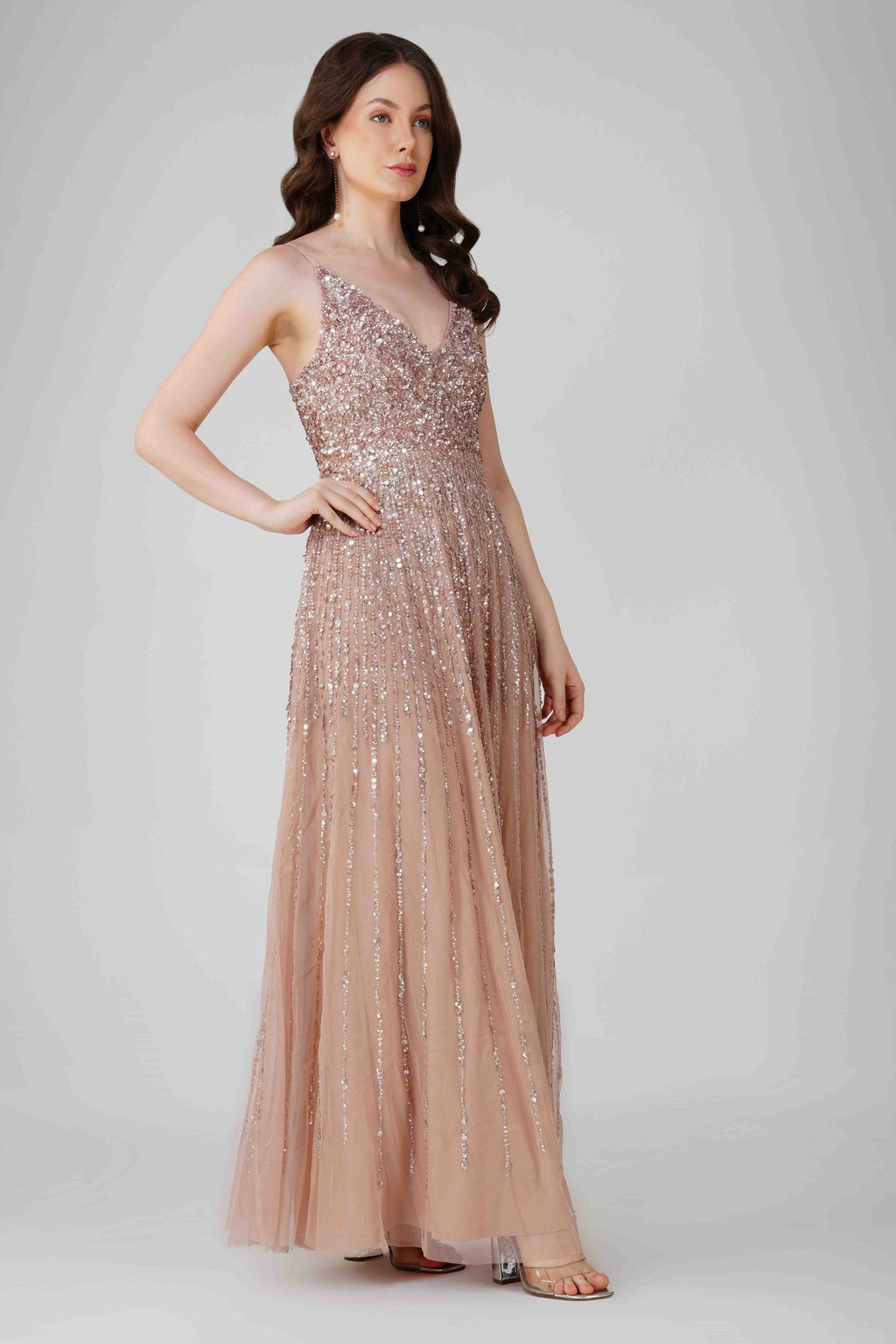 Legacy Embellished Maxi Dress in Mink