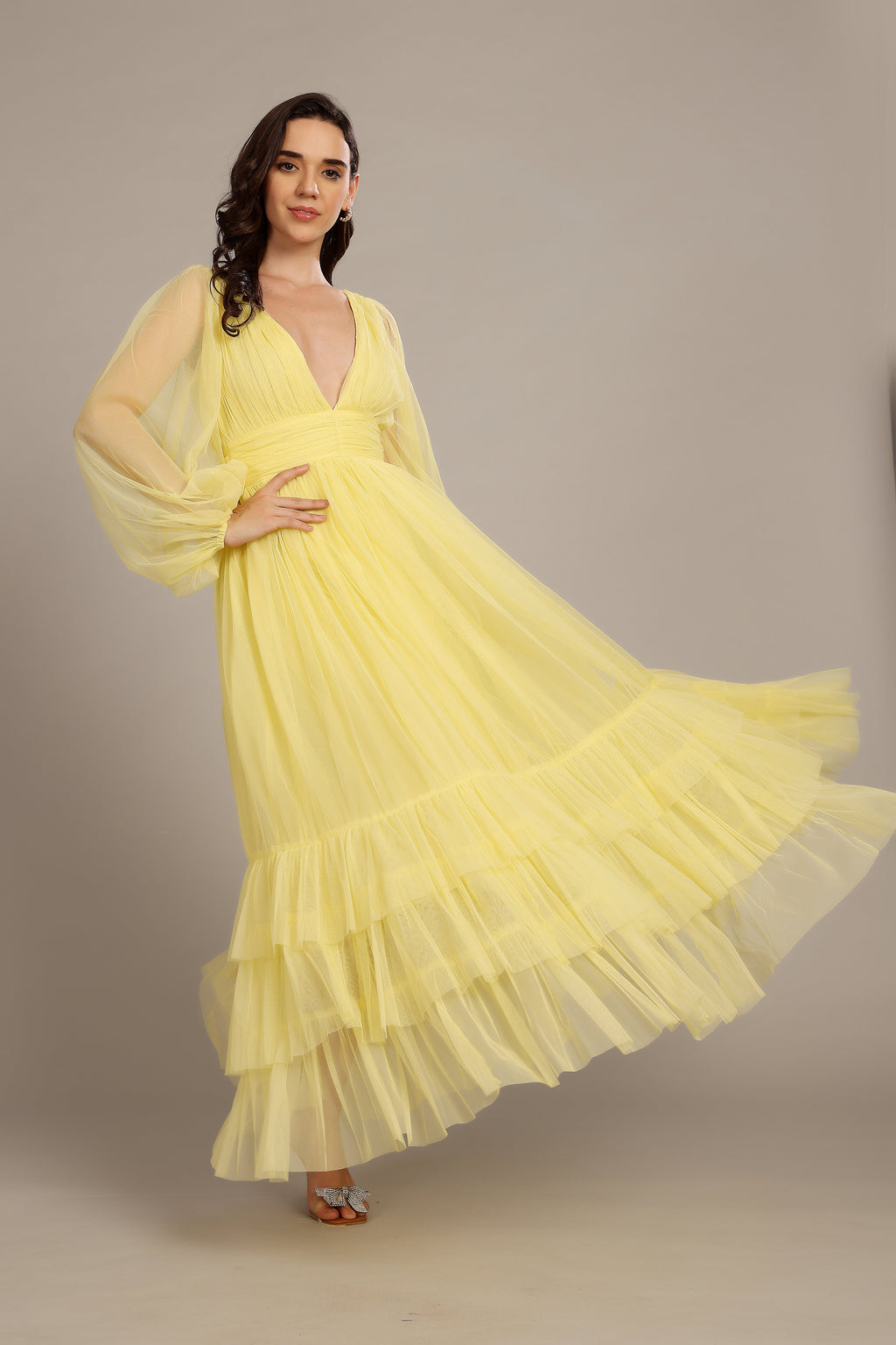 Madison Long Sleeve Maxi Dress in Buttercup