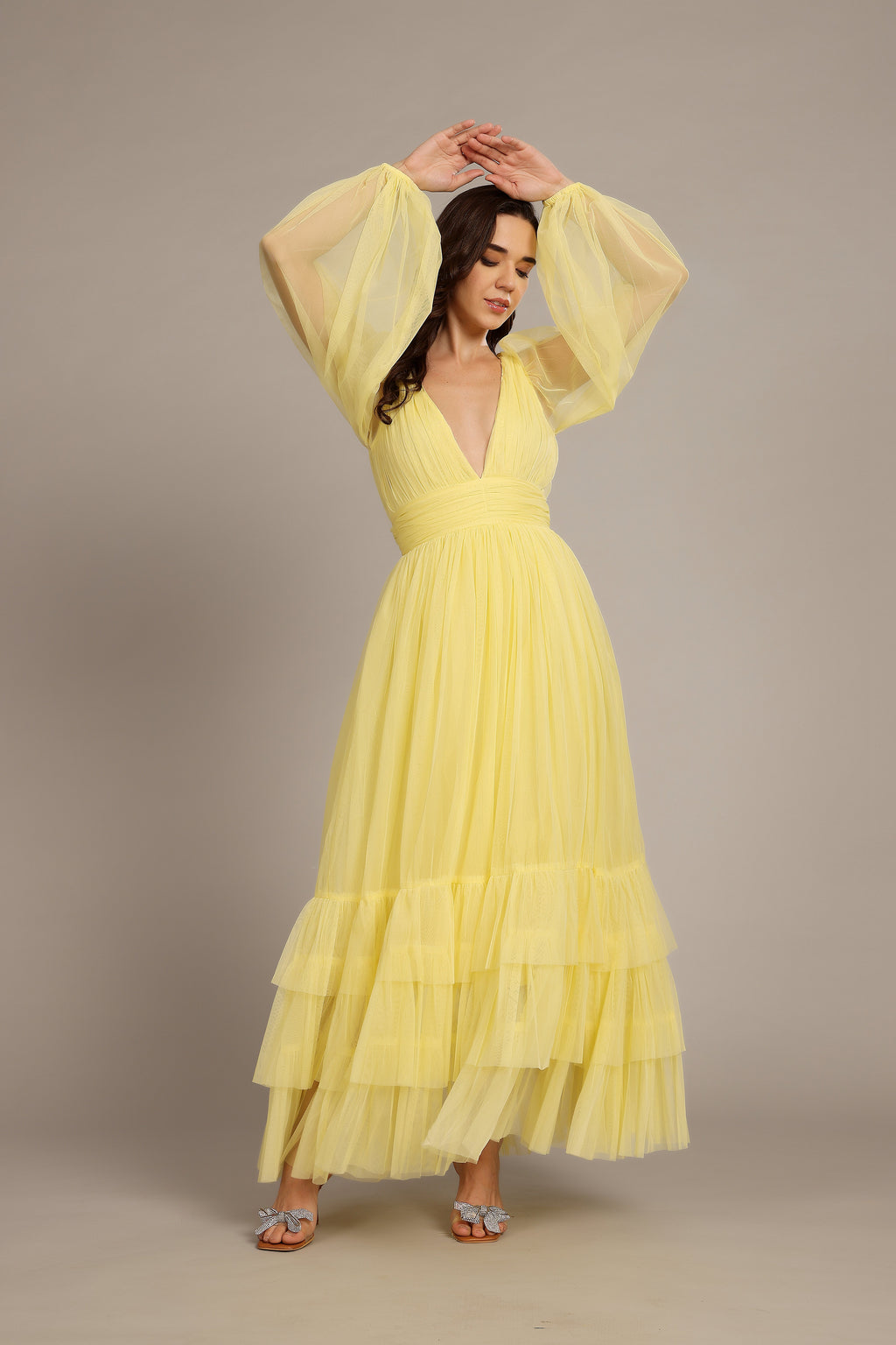 Madison Long Sleeve Maxi Dress in Buttercup