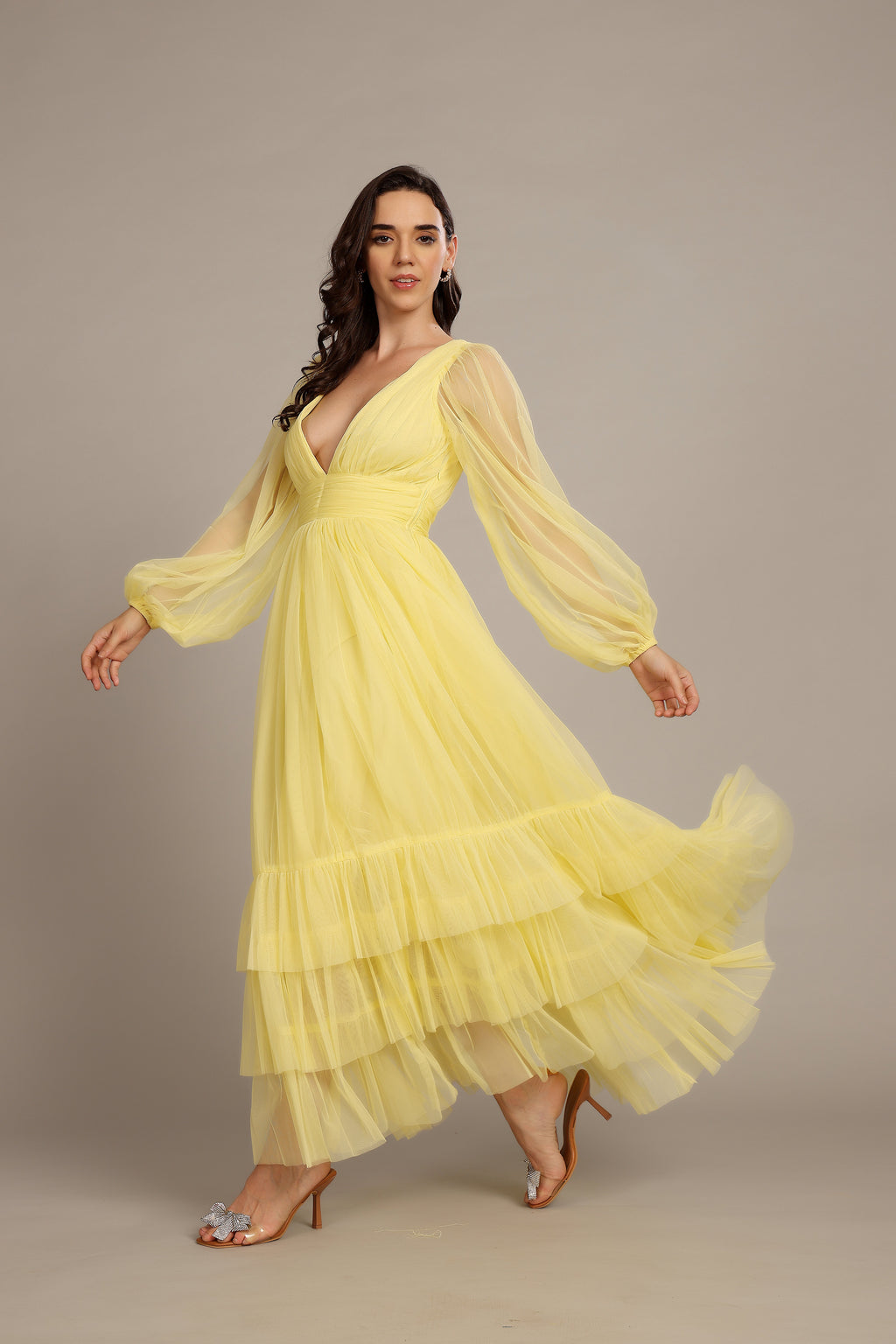 Madison Long Sleeve Maxi Dress in Buttercup