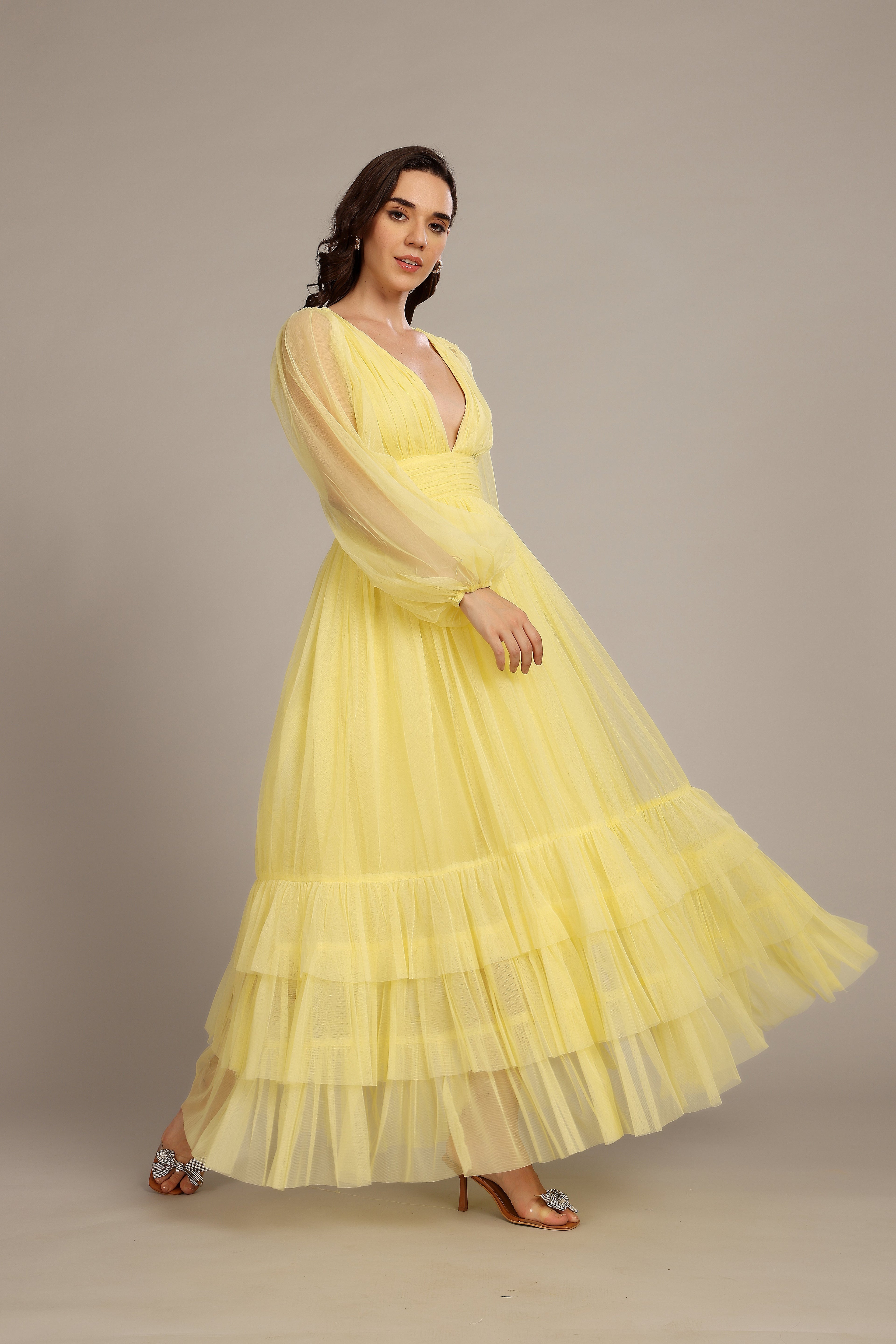 Madison Long Sleeve Maxi Dress in Buttercup