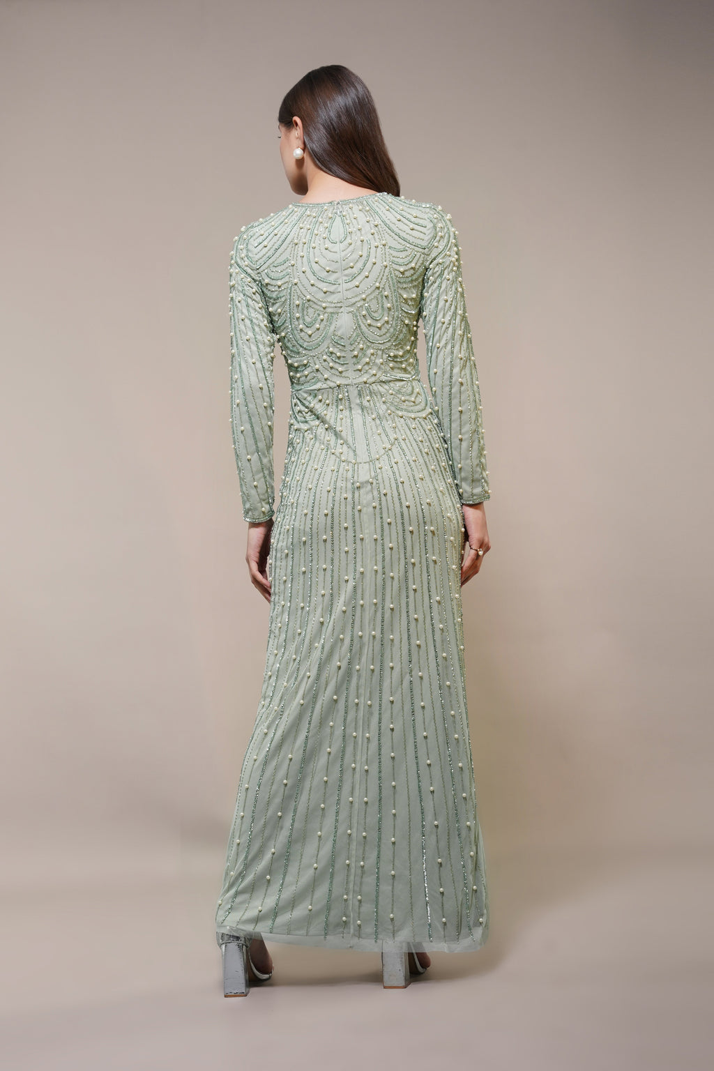 Mabel Embellished Maxi Dress in Pistachio