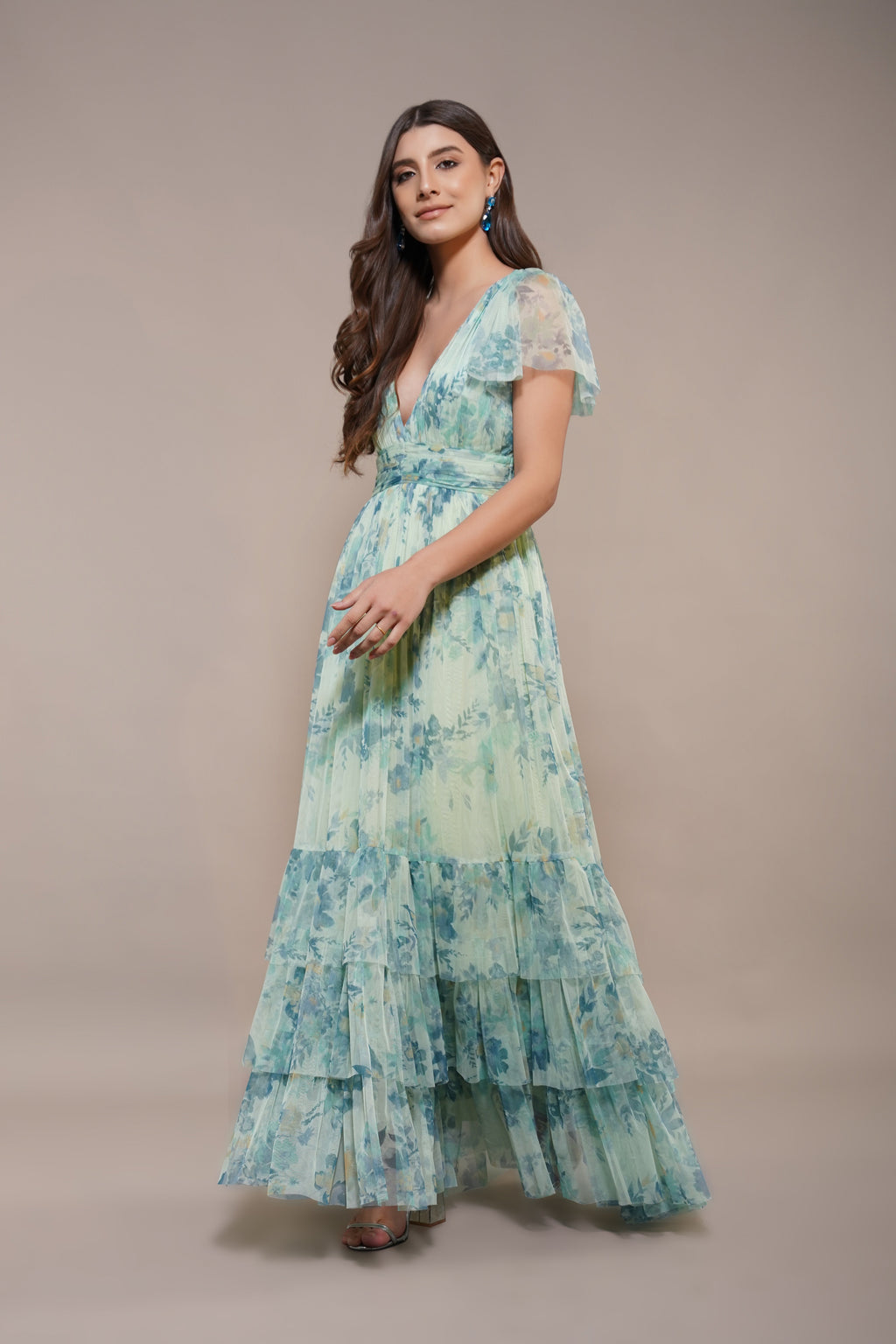 Madison Maxi Dress in Light Sage Floral
