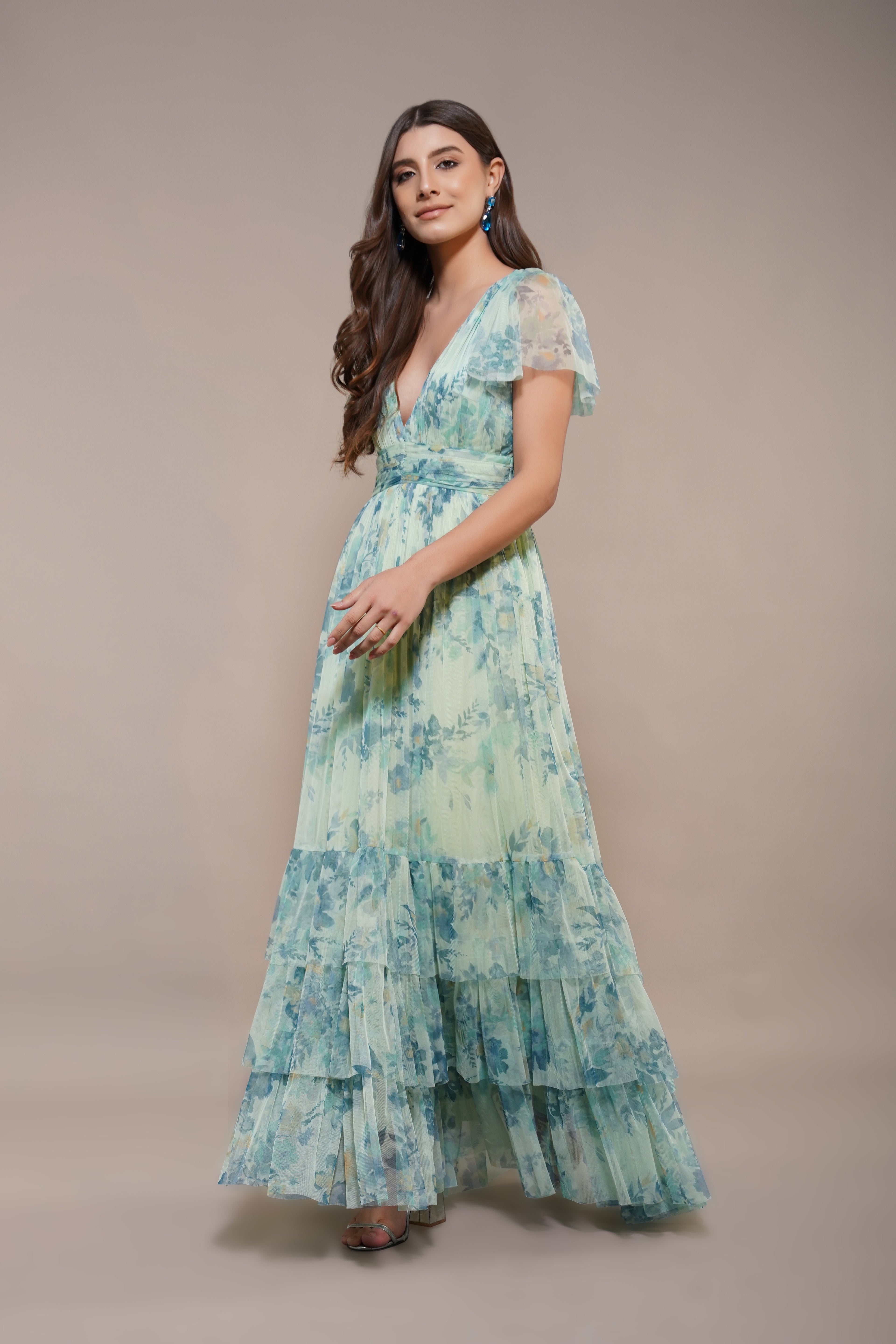 Madison Maxi Dress in Light Sage Floral