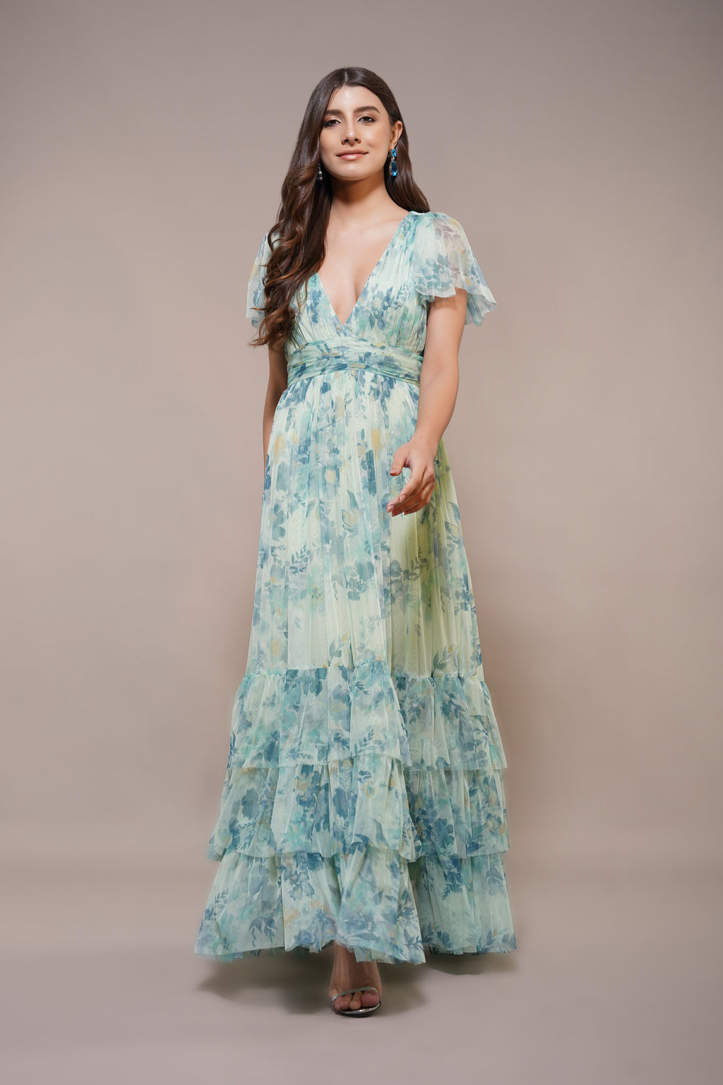 Madison Maxi Dress in Light Sage Floral