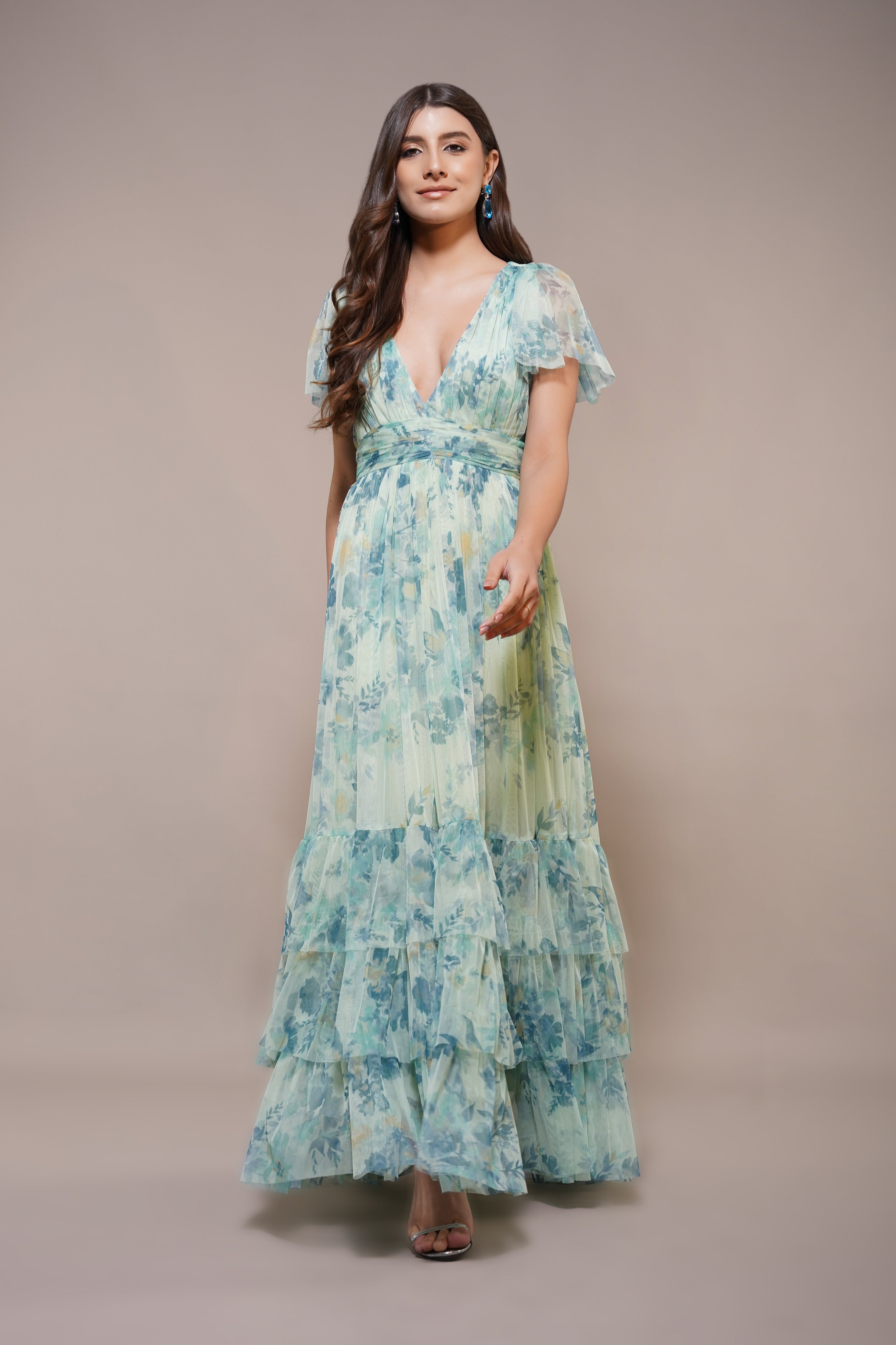 Madison Maxi Dress in Light Sage Floral