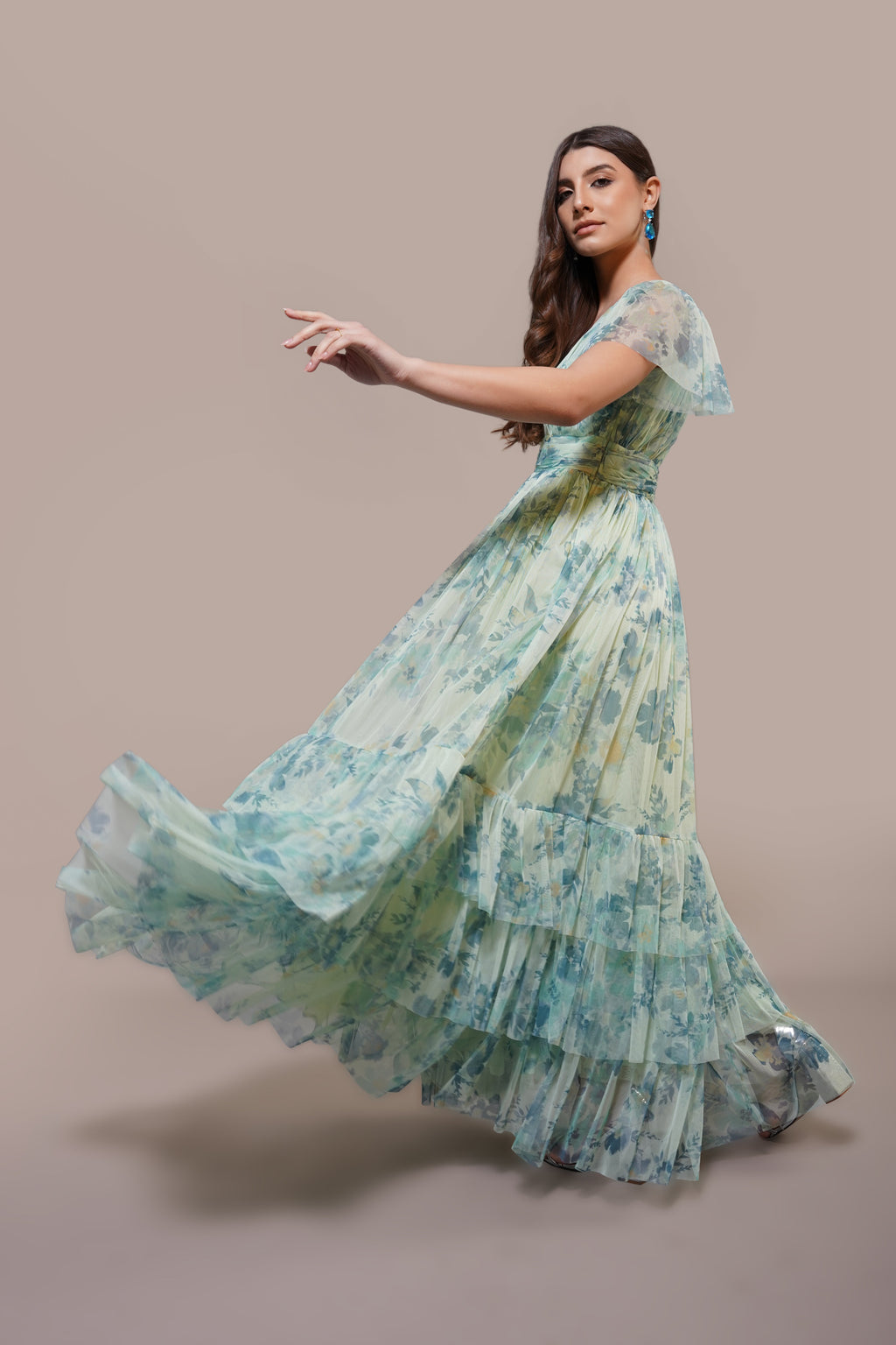 Madison Maxi Dress in Light Sage Floral