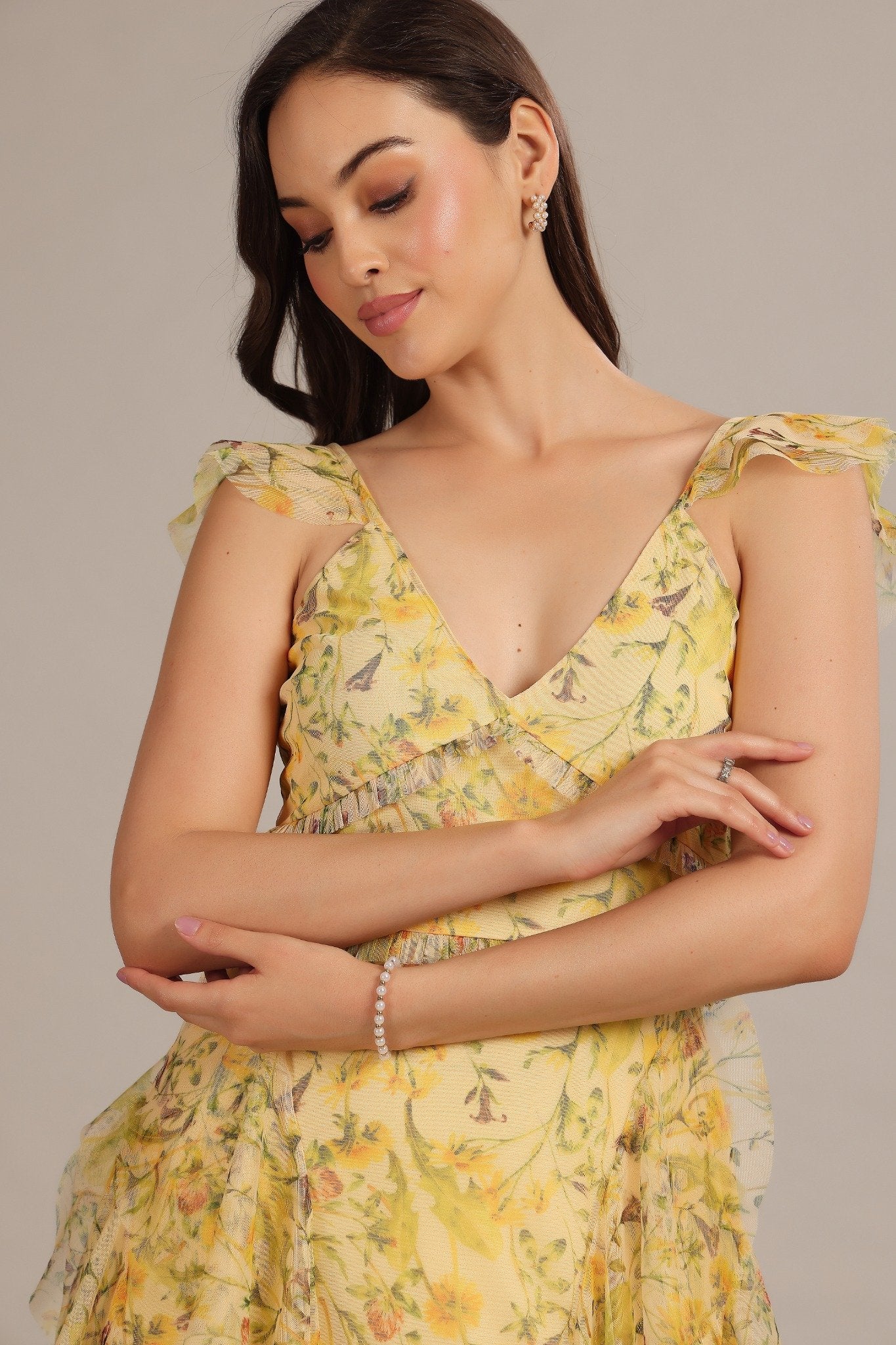 Malin Maxi Dress in Yellow Floral