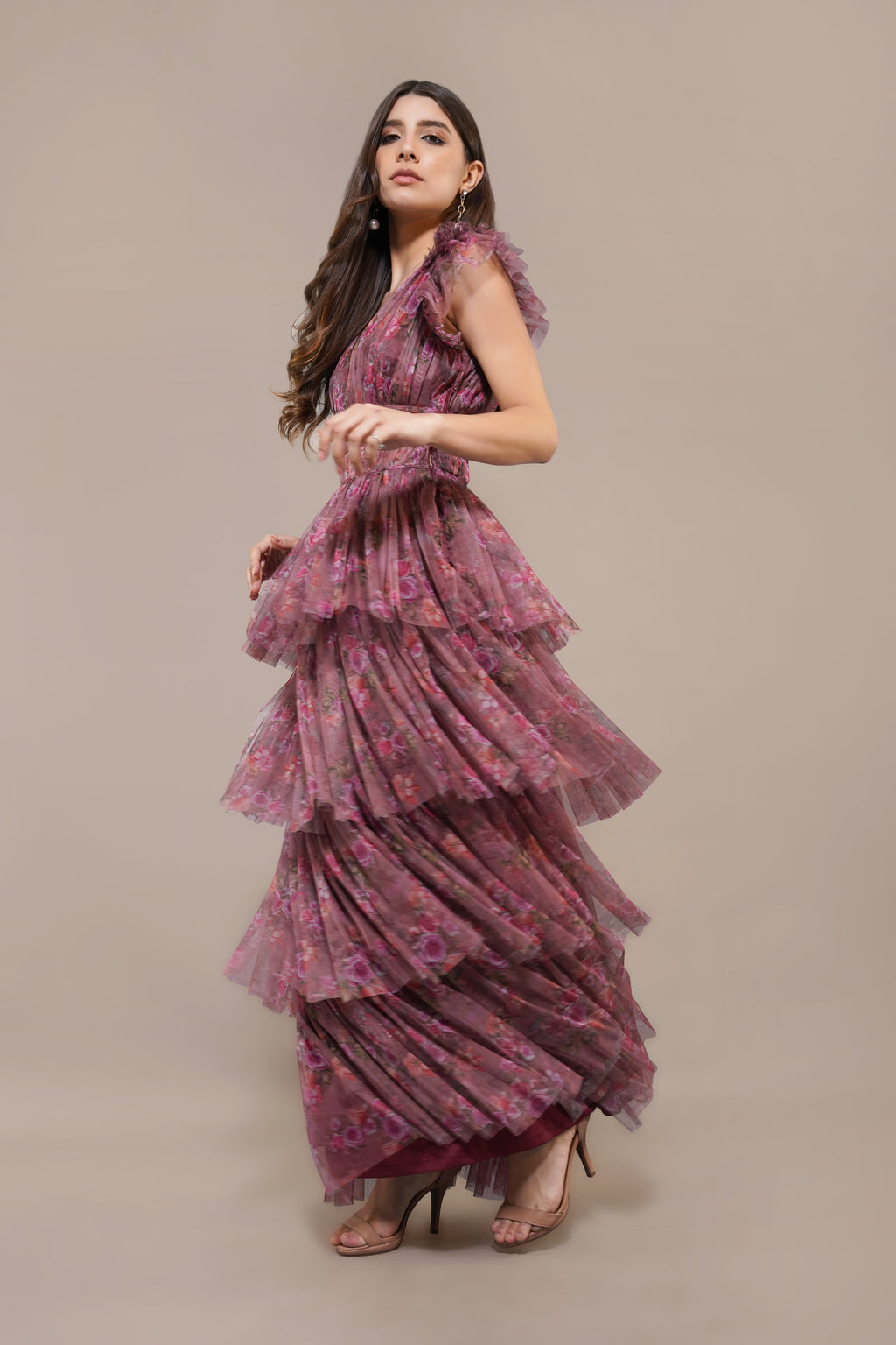Naomi Maxi Dress in Purple Floral