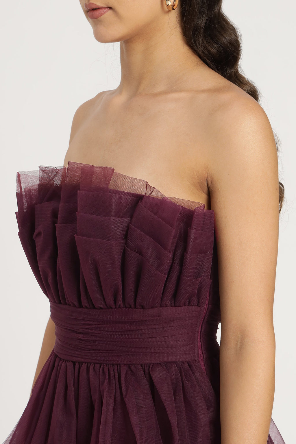 Natalia Tulle Maxi Dress in Plum