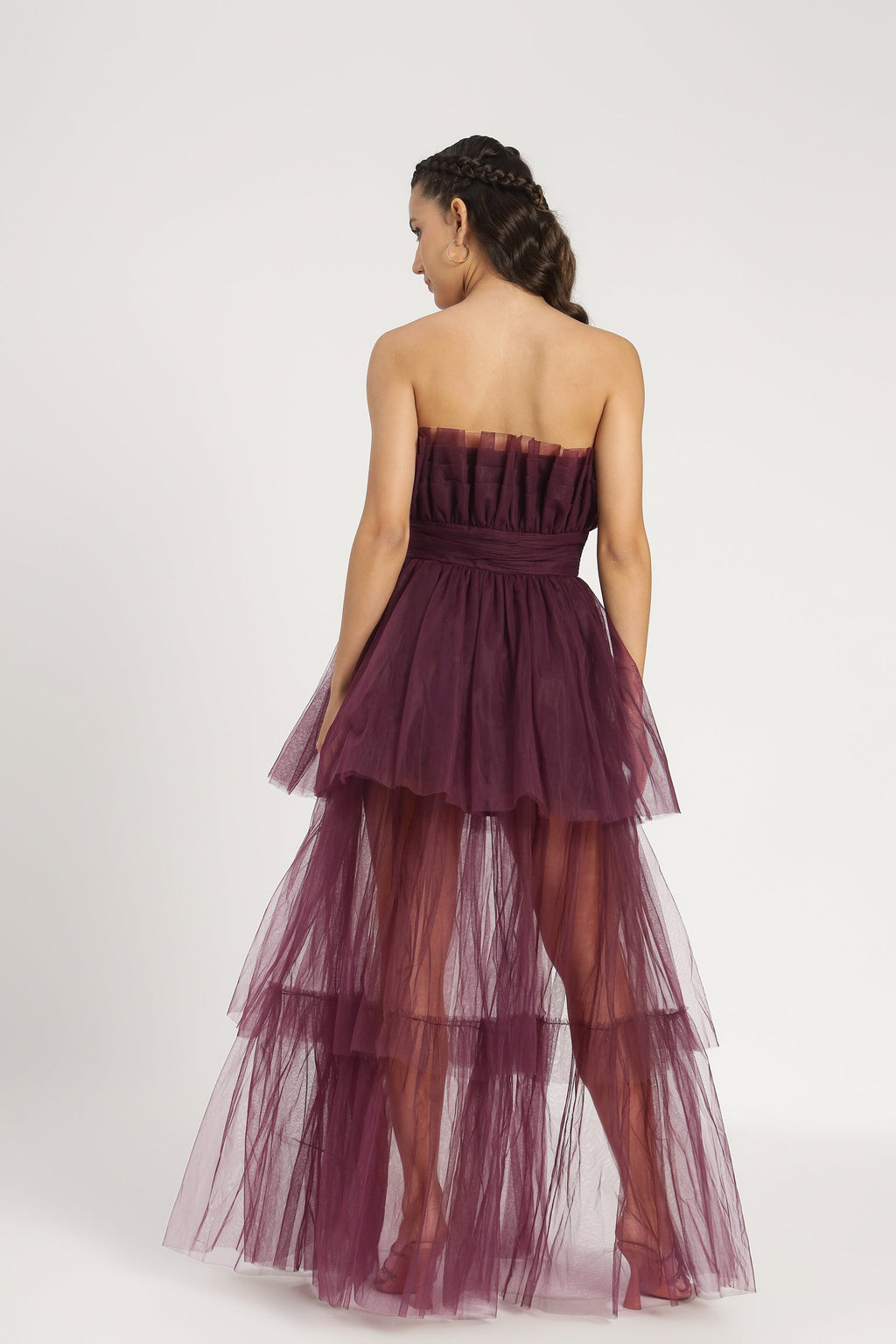 Natalia Tulle Maxi Dress in Plum