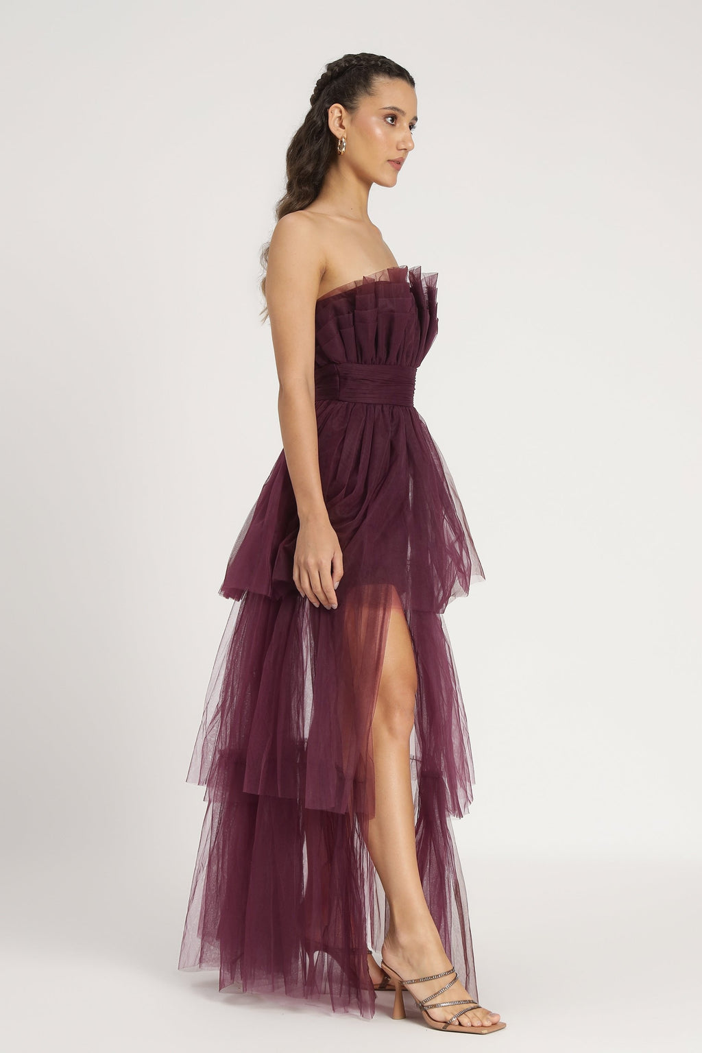 Natalia Tulle Maxi Dress in Plum
