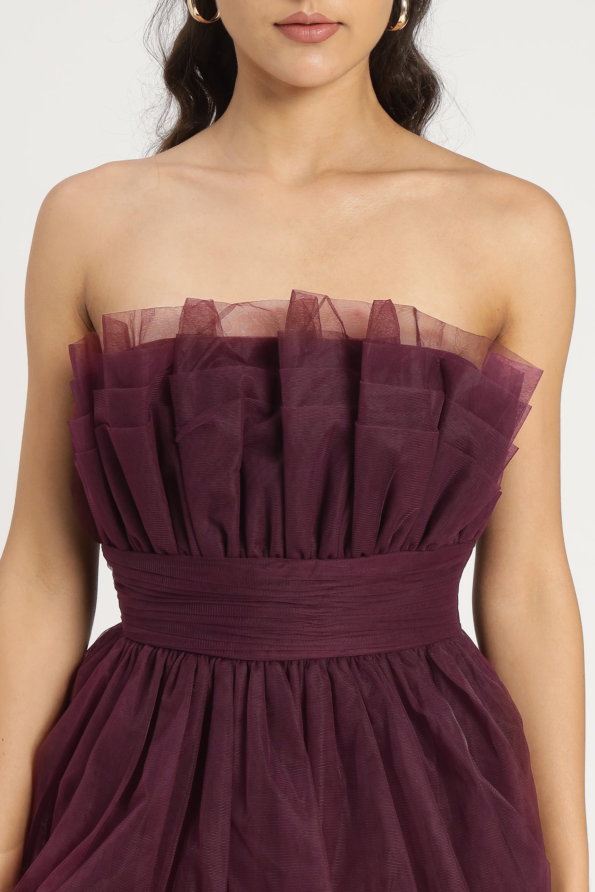 Natalia Tulle Maxi Dress in Plum