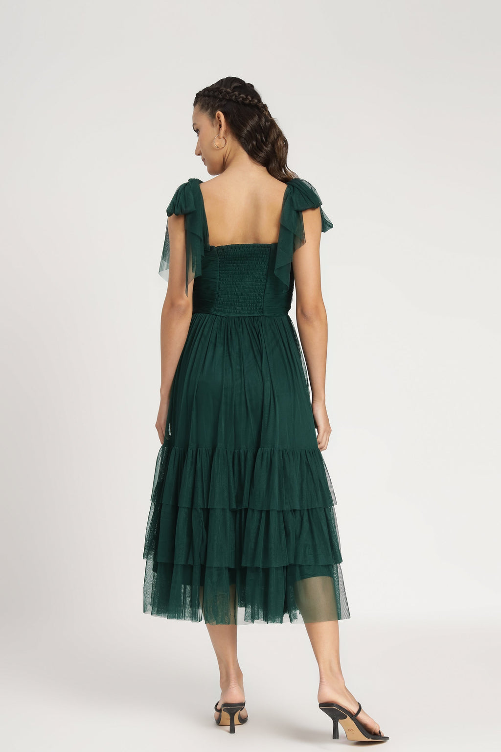 Ollie Midi Dress in Emerald Green