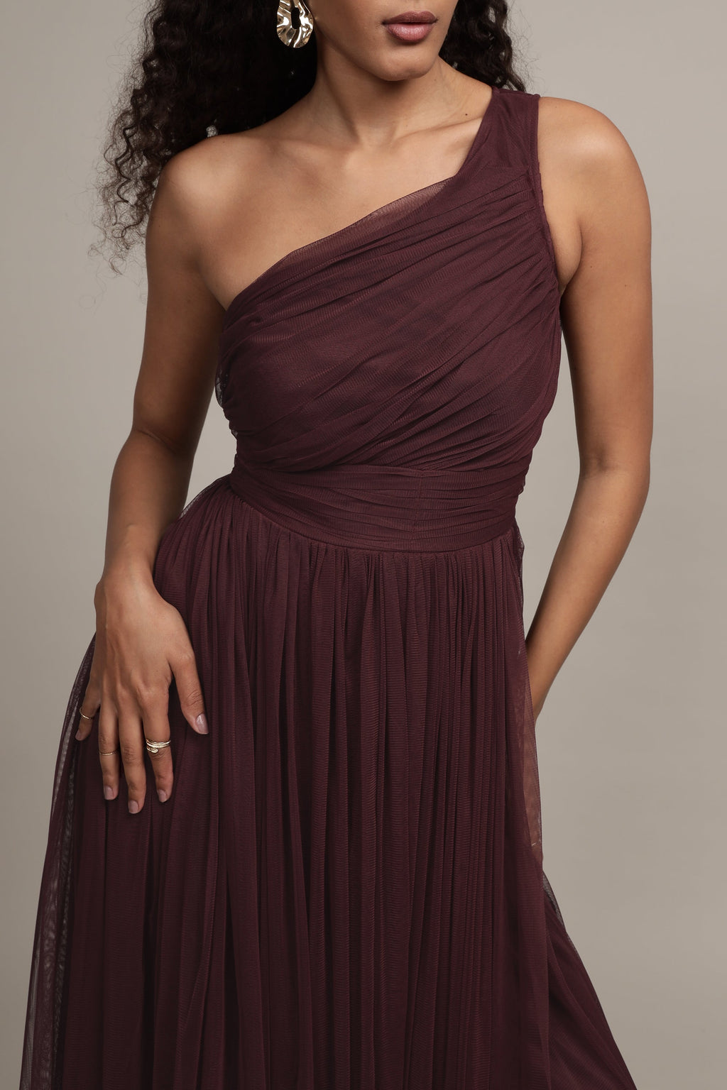 One Shoulder Maxi Dress in Plum