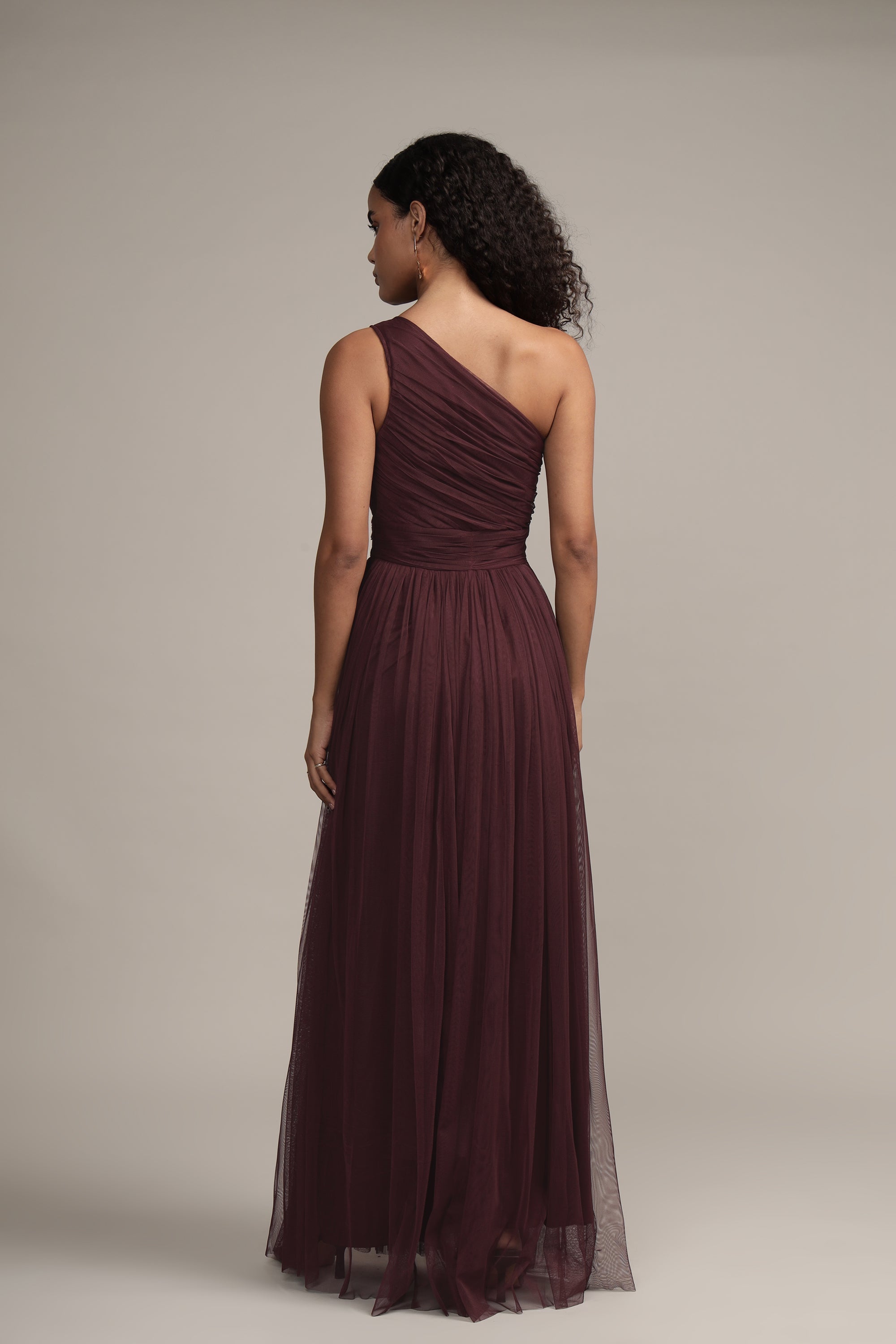 One Shoulder Maxi Dress in Plum