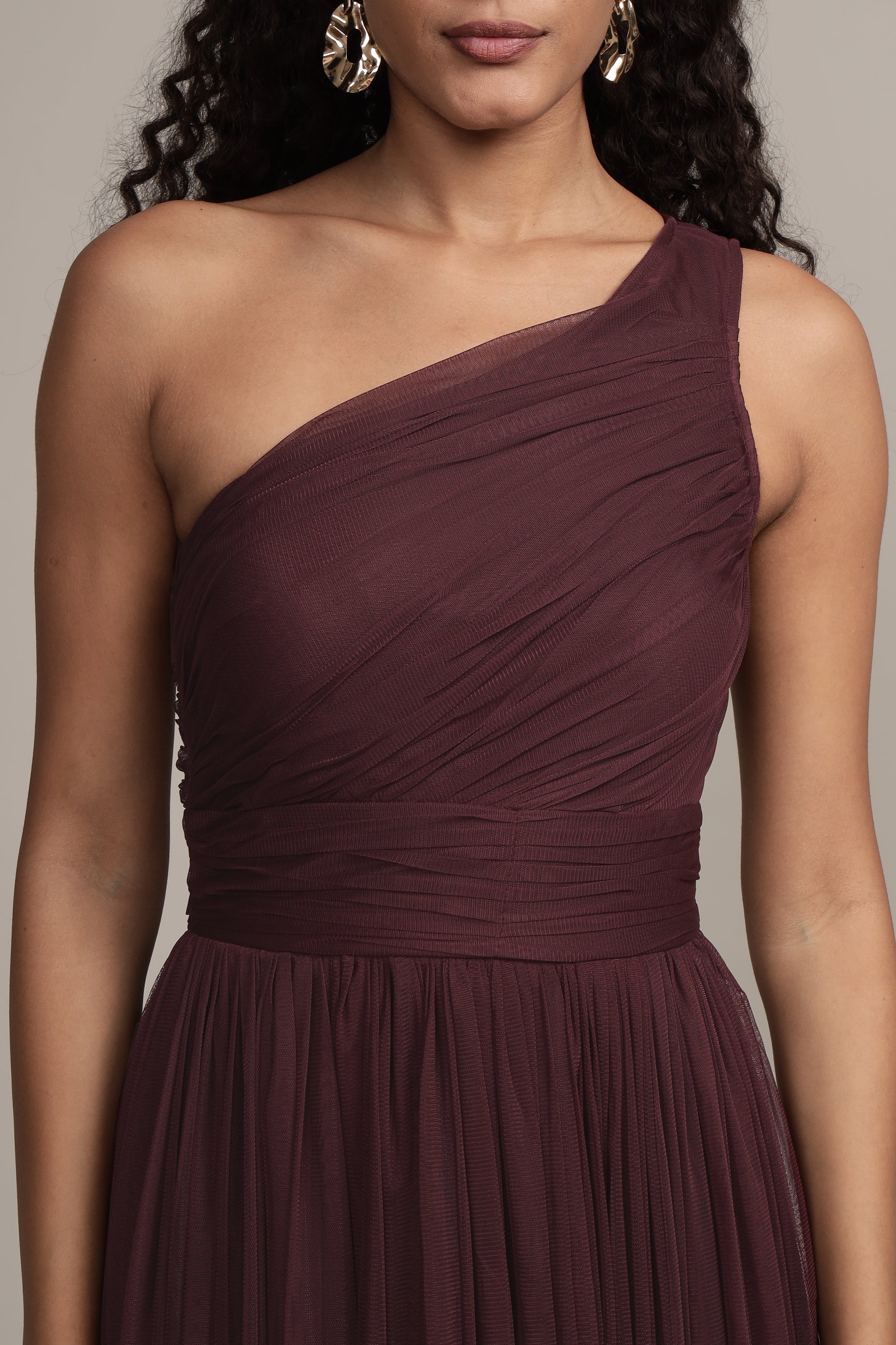 One Shoulder Maxi Dress in Plum