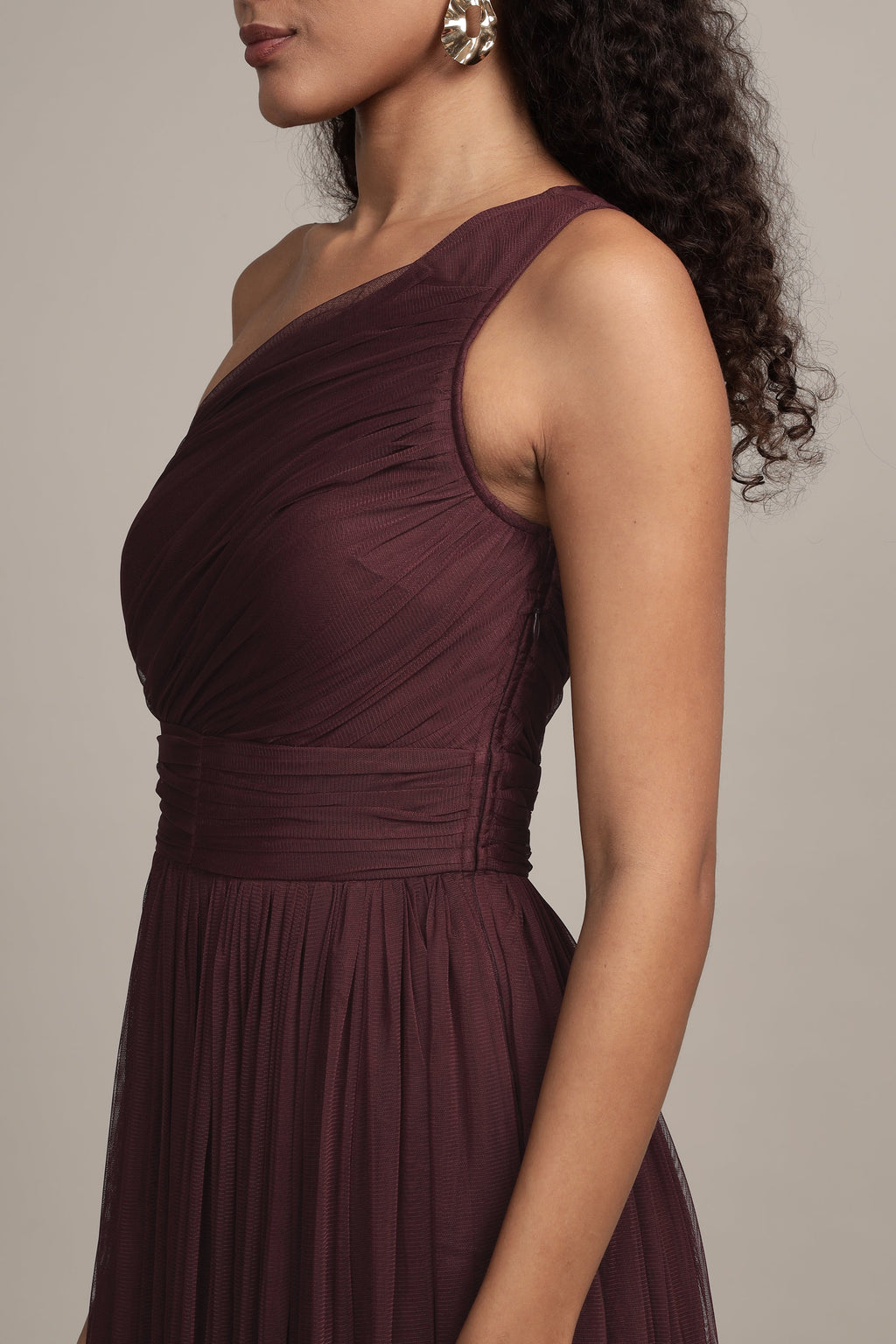 One Shoulder Maxi Dress in Plum