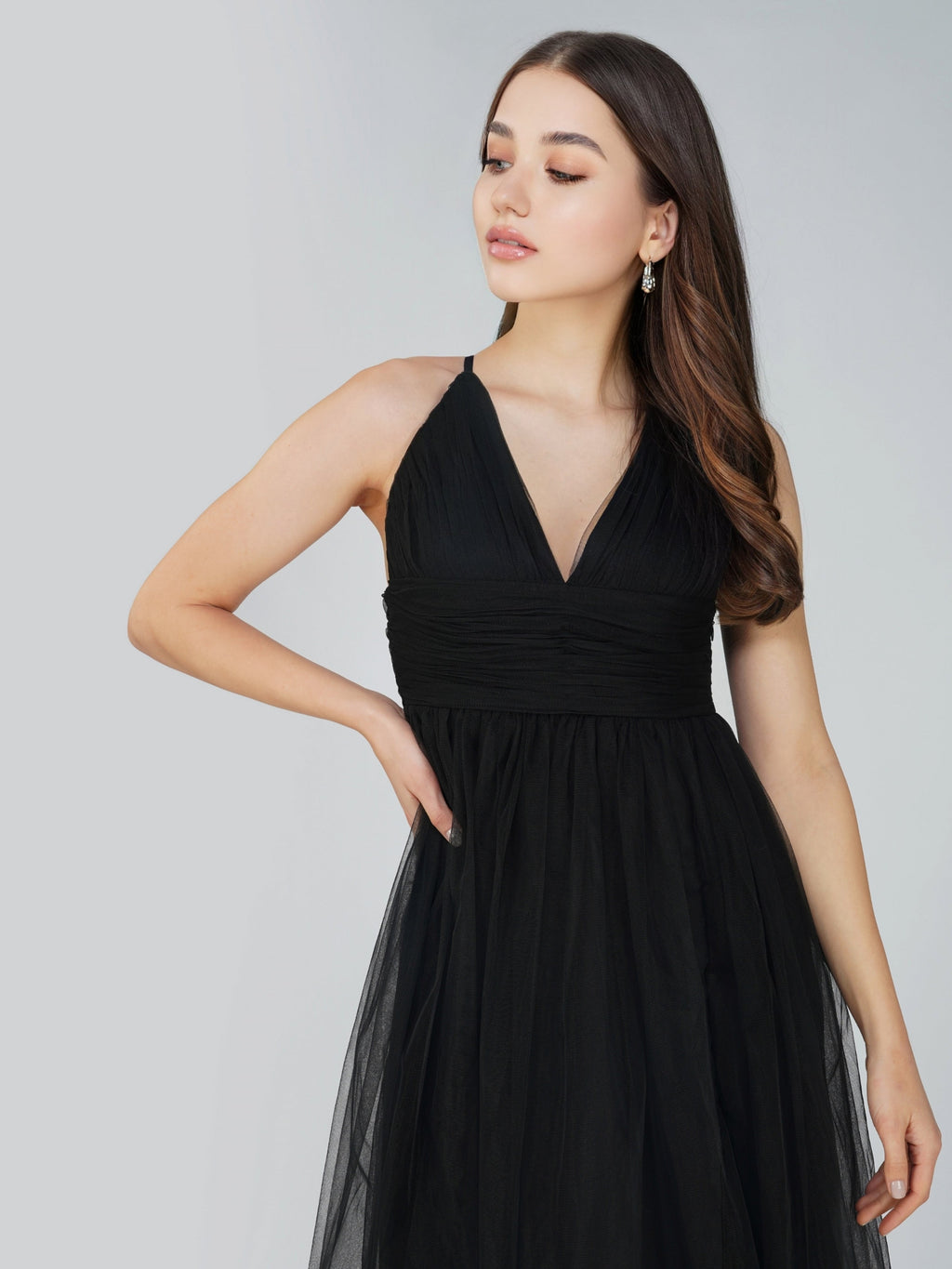 Opal Tulle Maxi Dress in Black
