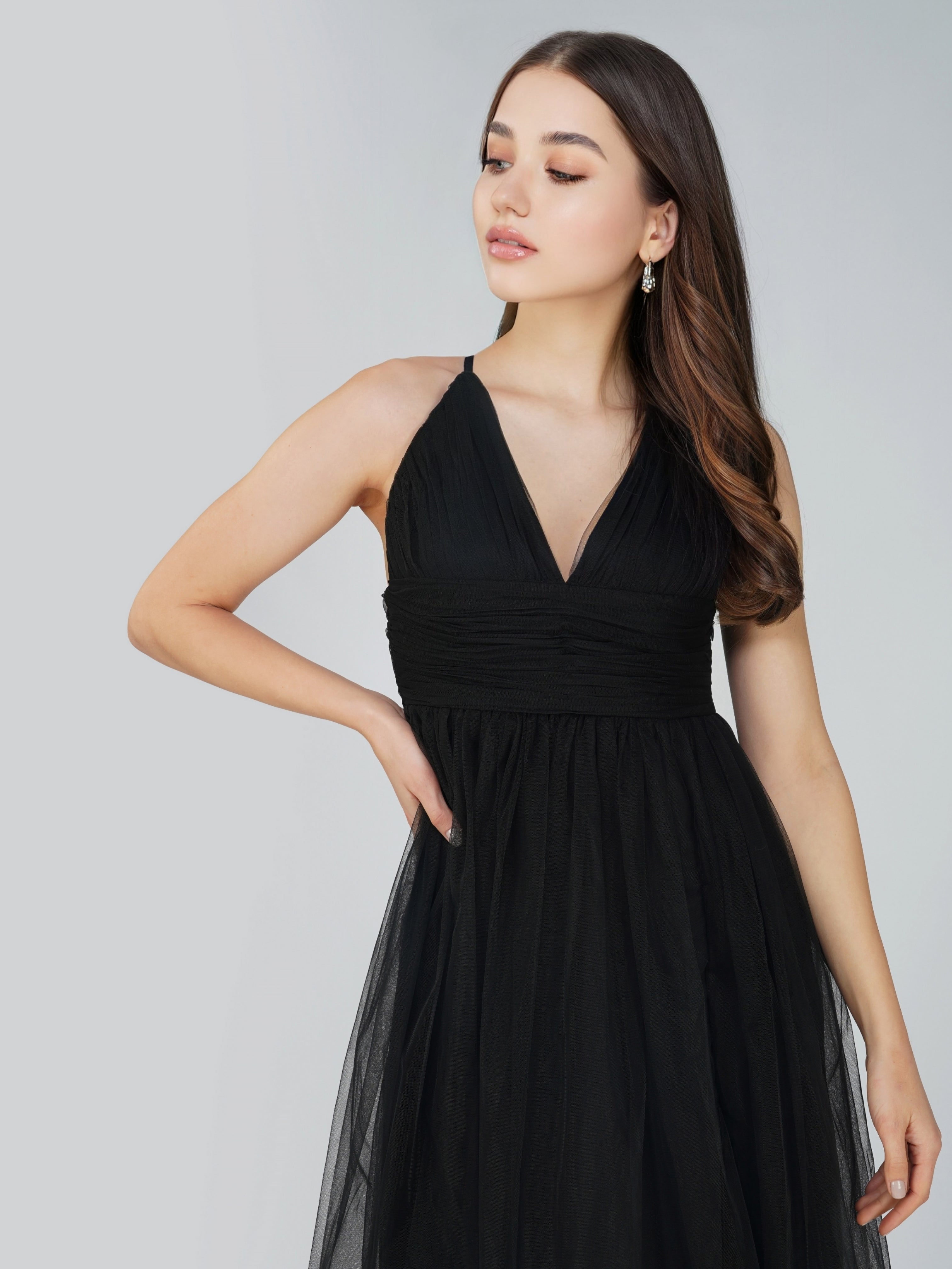 Opal Tulle Maxi Dress in Black