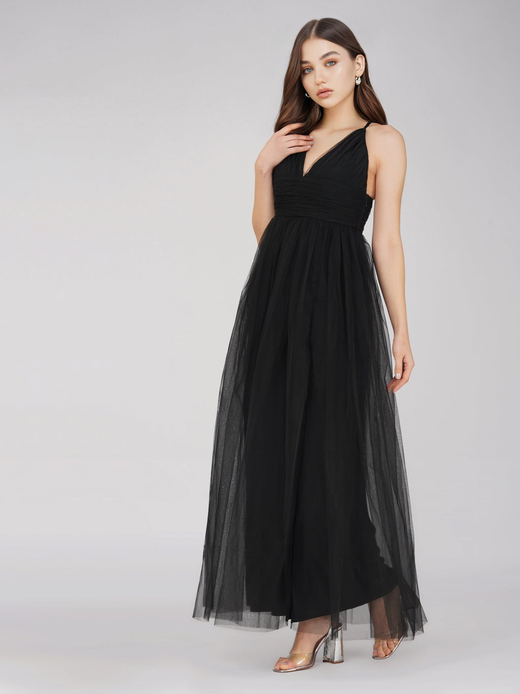 Opal Tulle Maxi Dress in Black