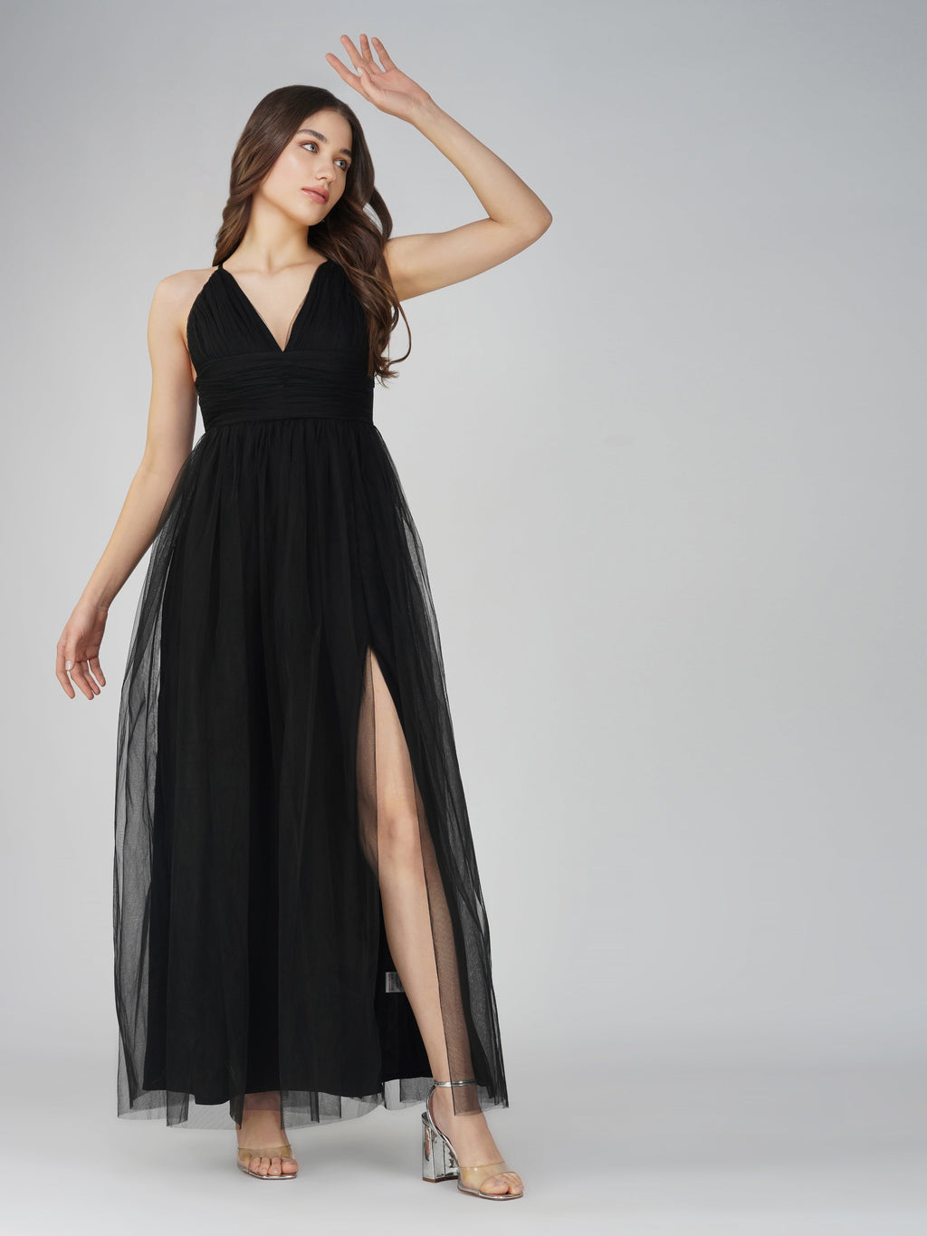 Opal Tulle Maxi Dress in Black