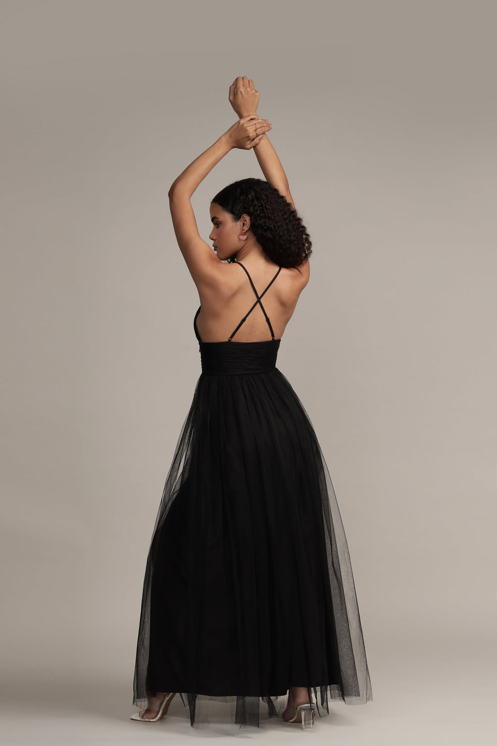 Opal Tulle Maxi Dress in Black