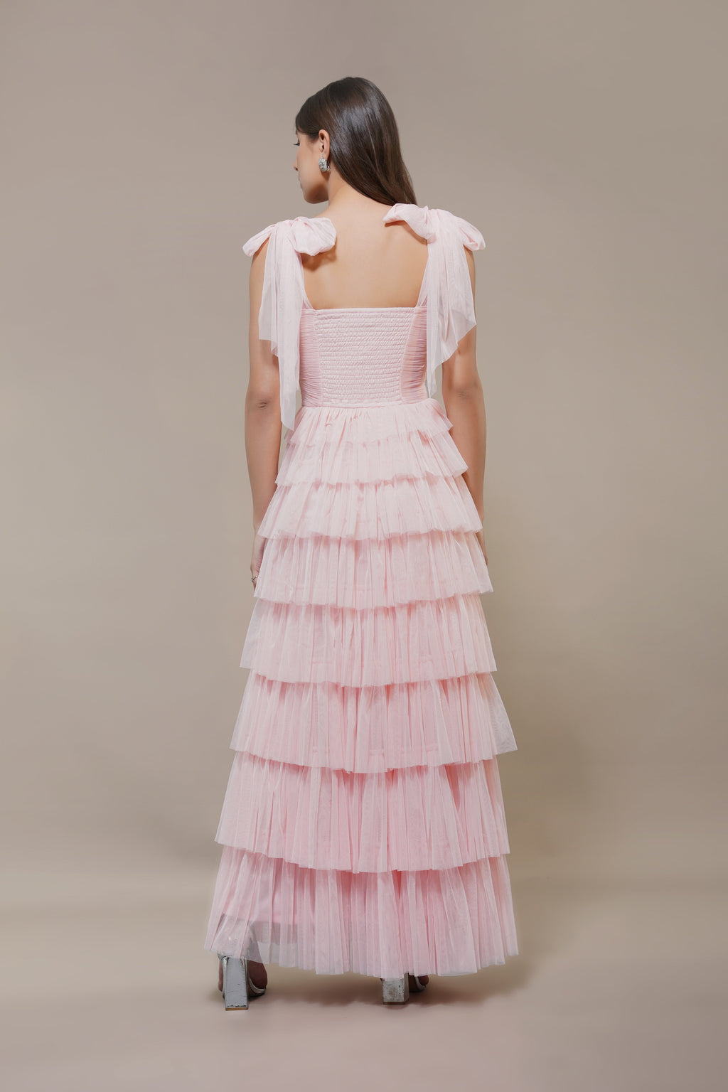 Ophelia Pink Maxi Dress with Tie Detail