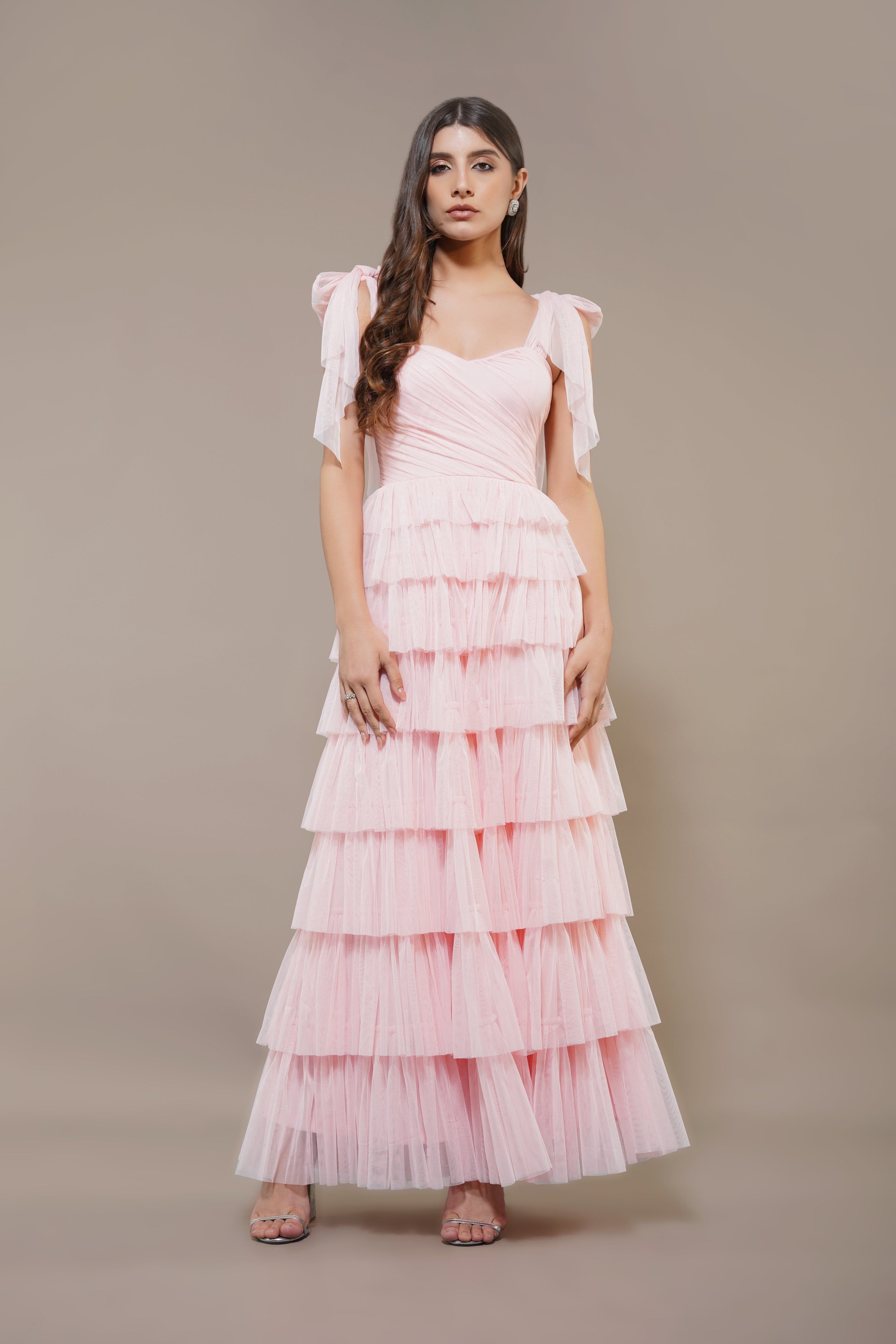 Ophelia Pink Maxi Dress with Tie Detail