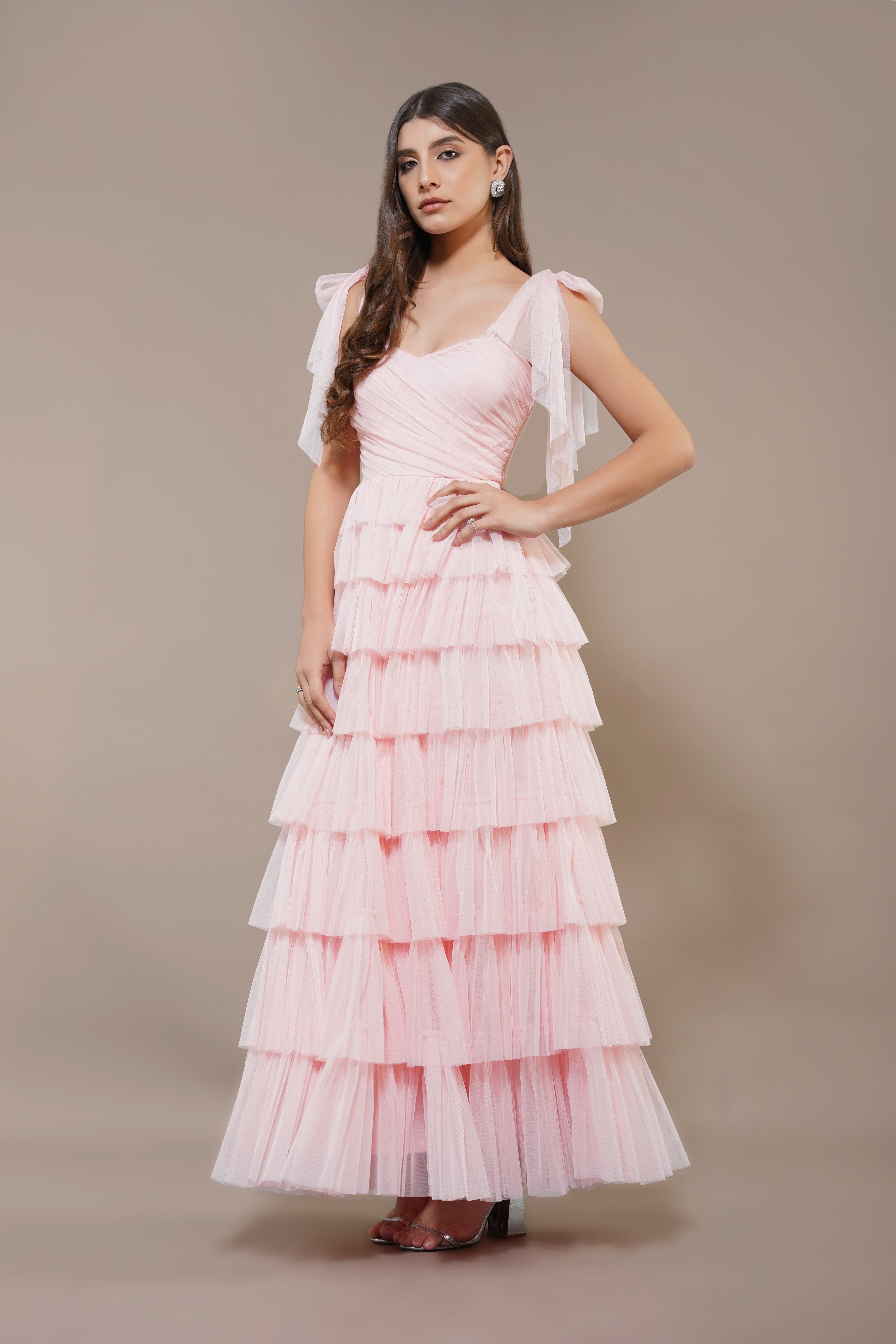 Ophelia Pink Maxi Dress with Tie Detail