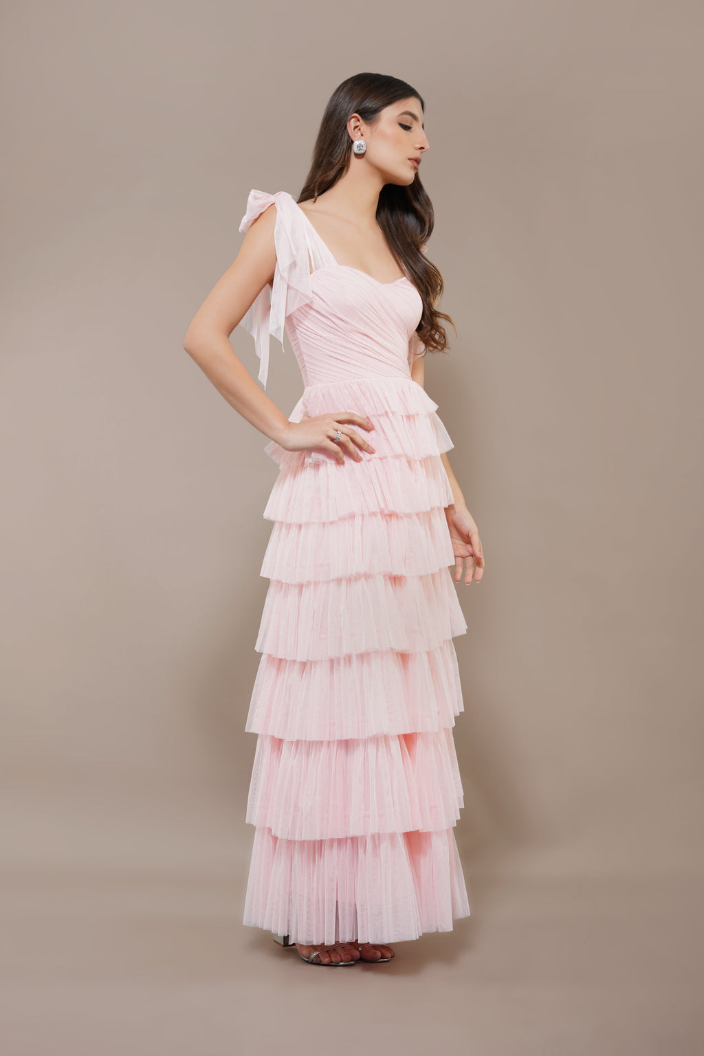 Ophelia Pink Maxi Dress with Tie Detail