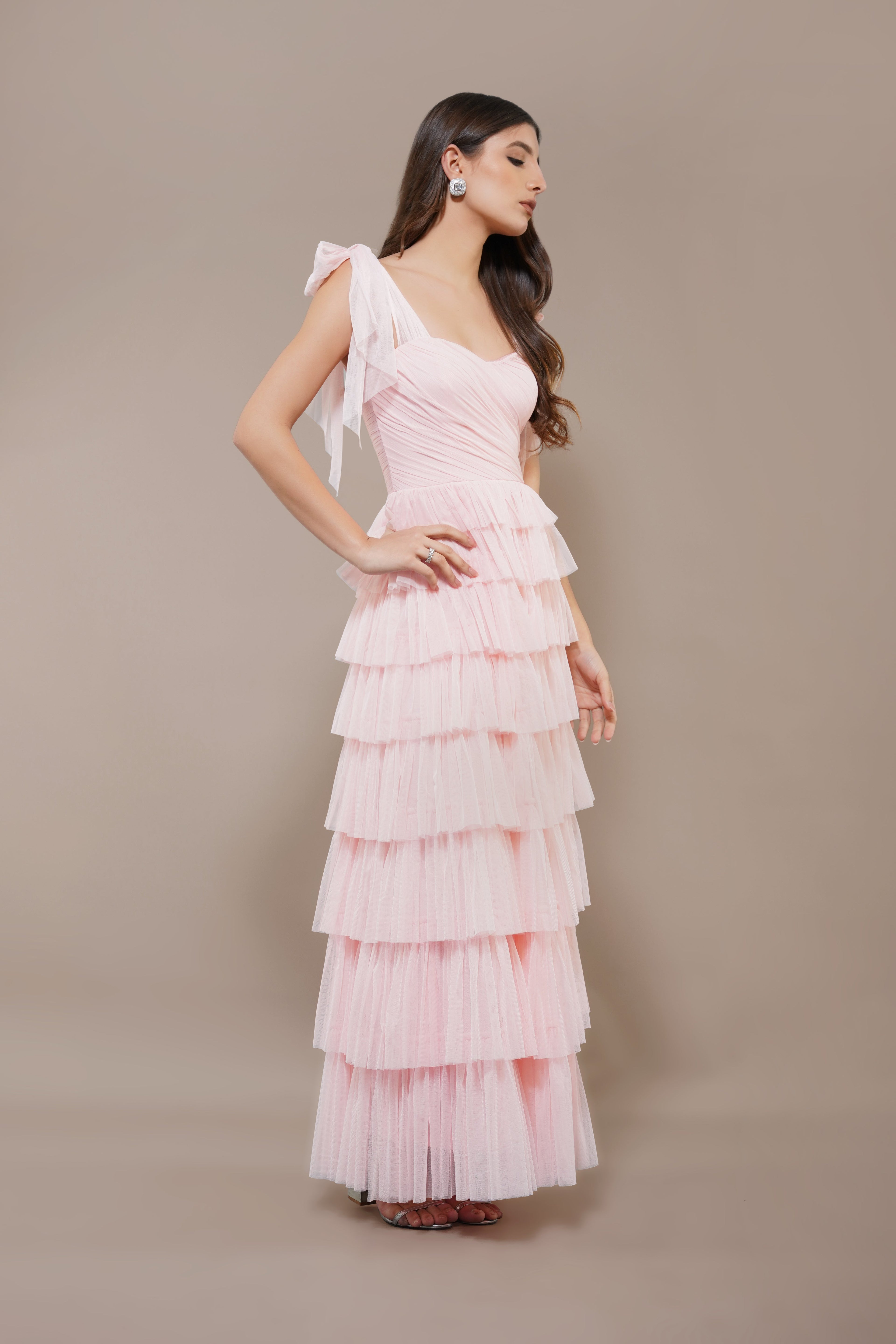 Ophelia Pink Maxi Dress with Tie Detail