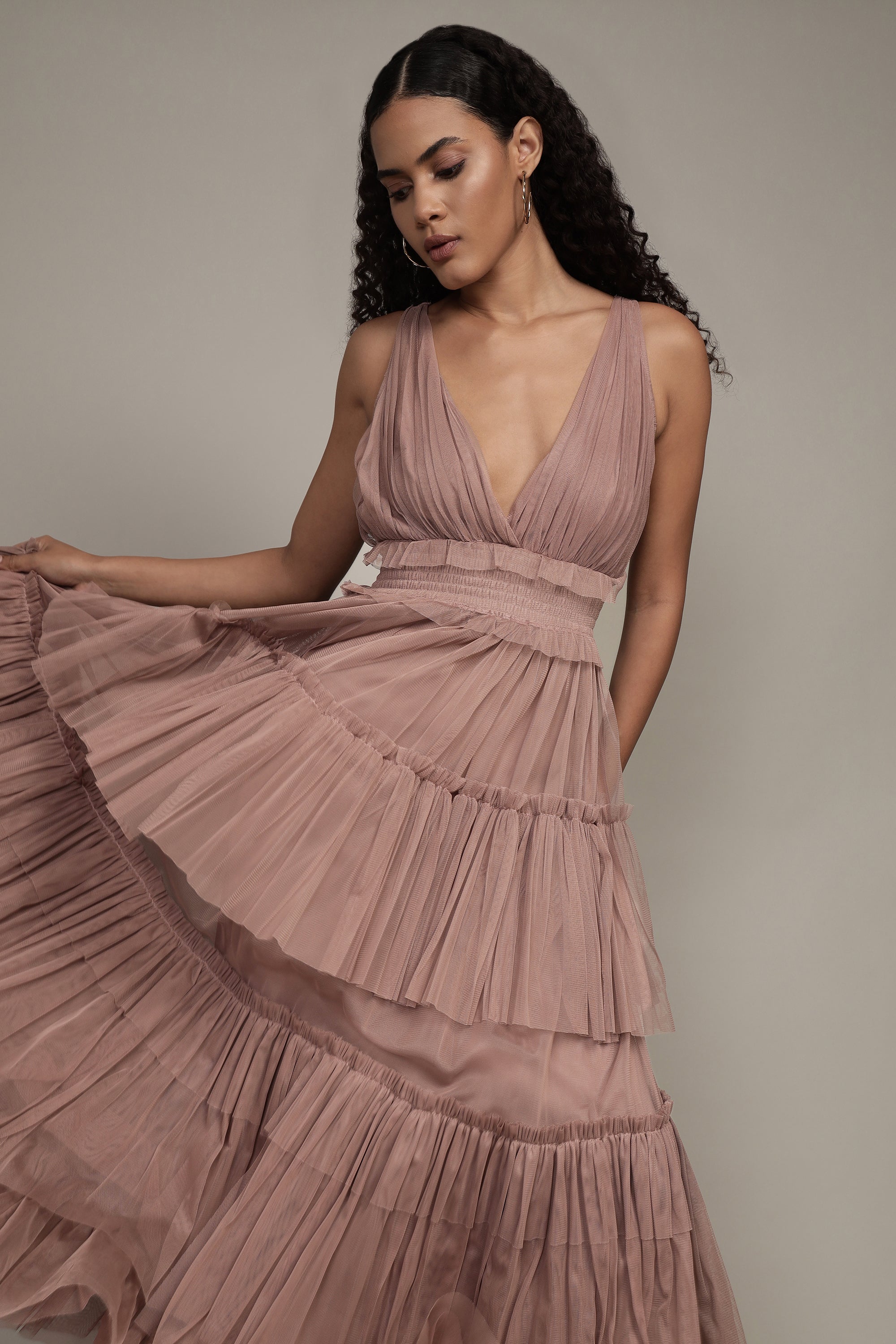 Luna Maxi Dress in Taupe