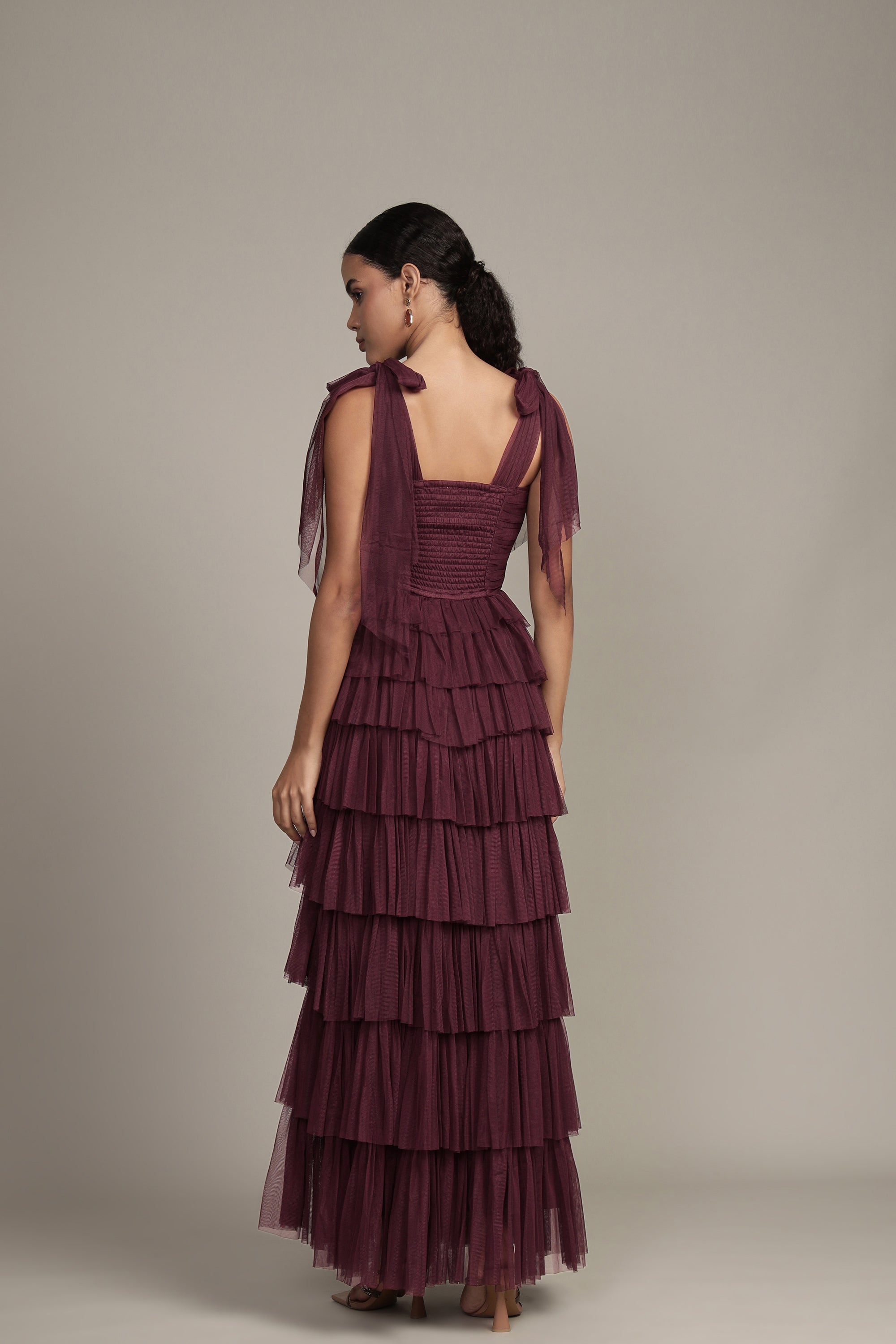 Ophelia Plum Maxi Dress with Tie Detail