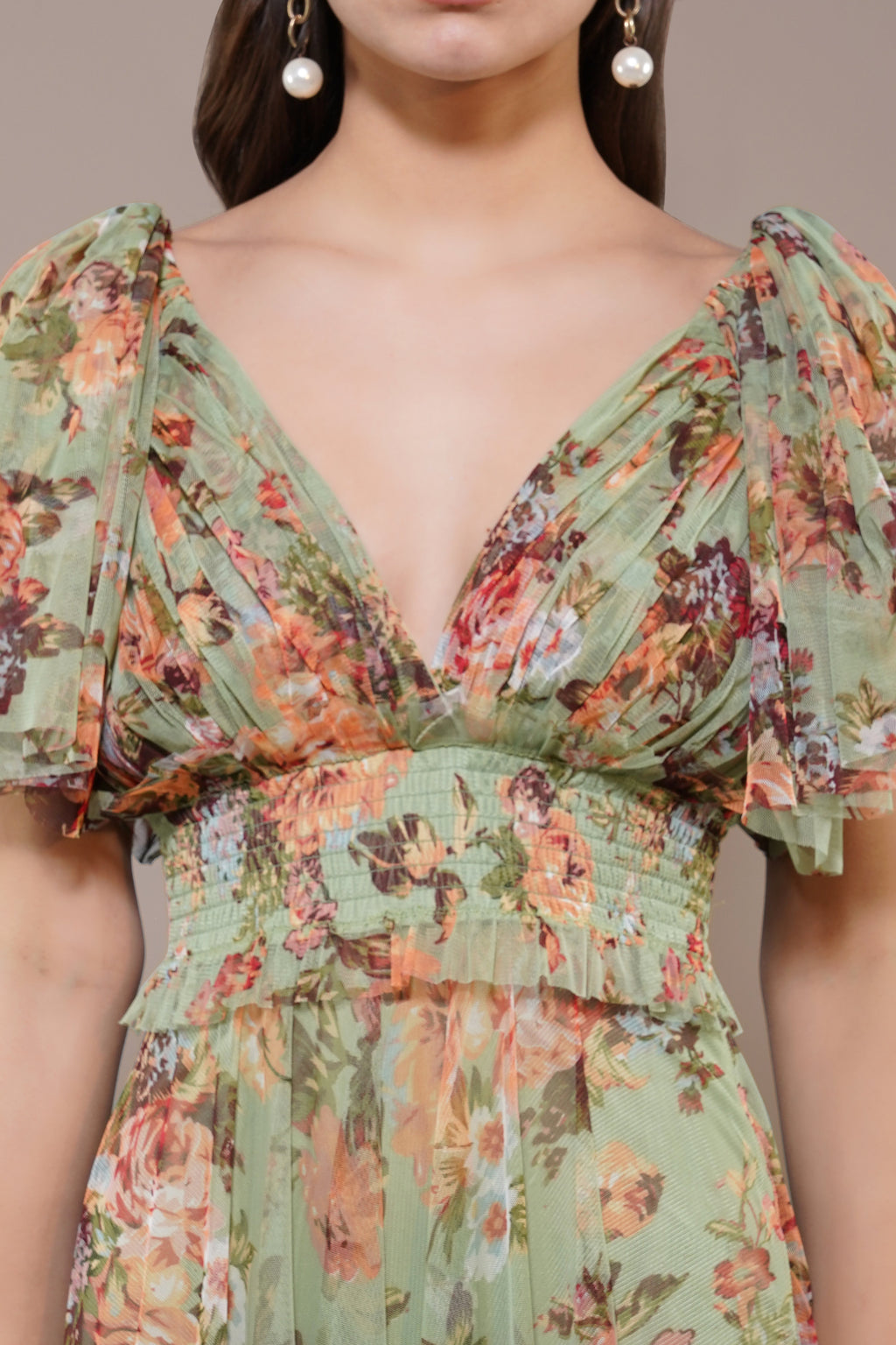 Shelby Maxi Dress in Light Green Floral