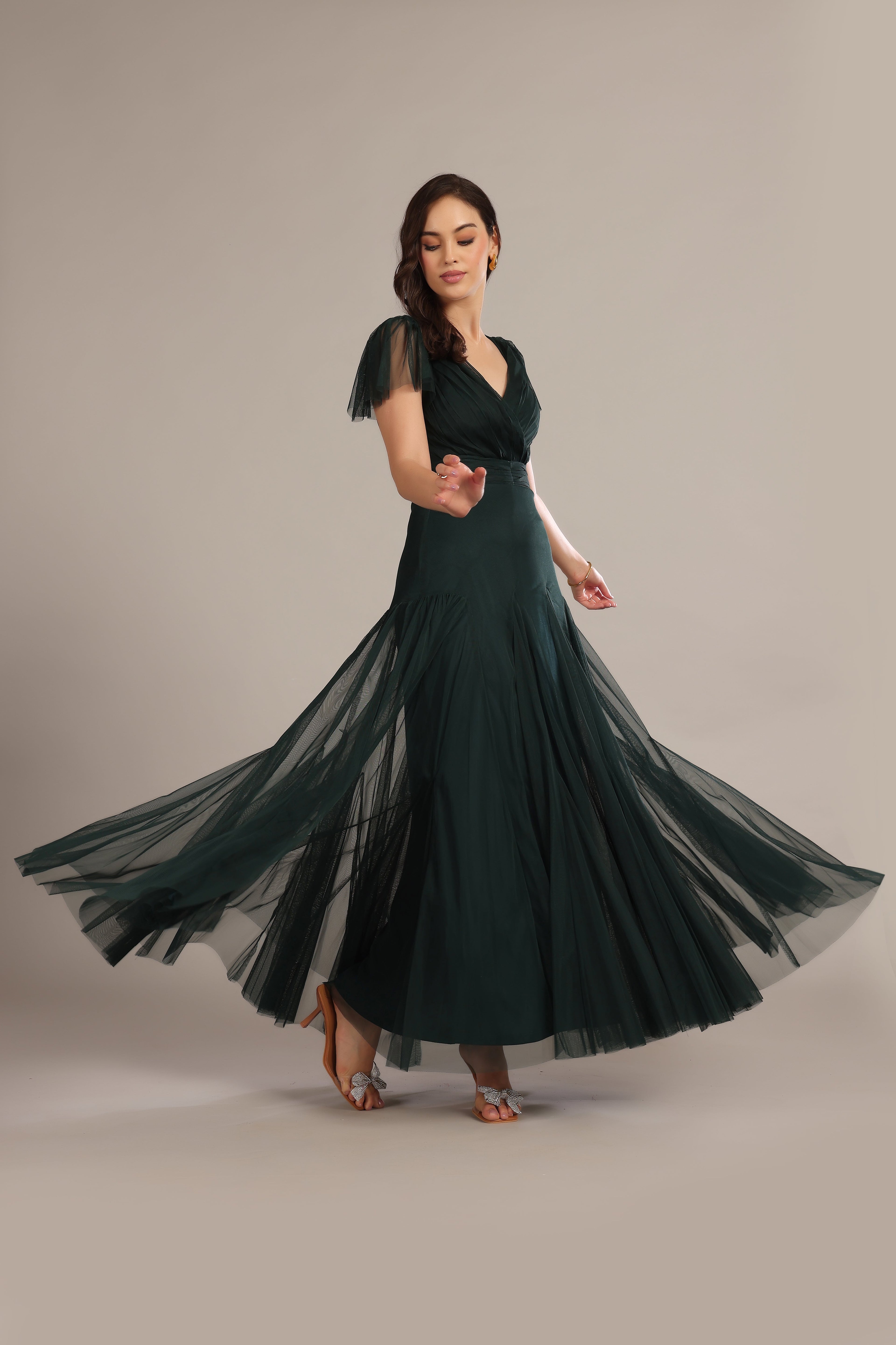 Gally Maxi Dress in Emerald Green