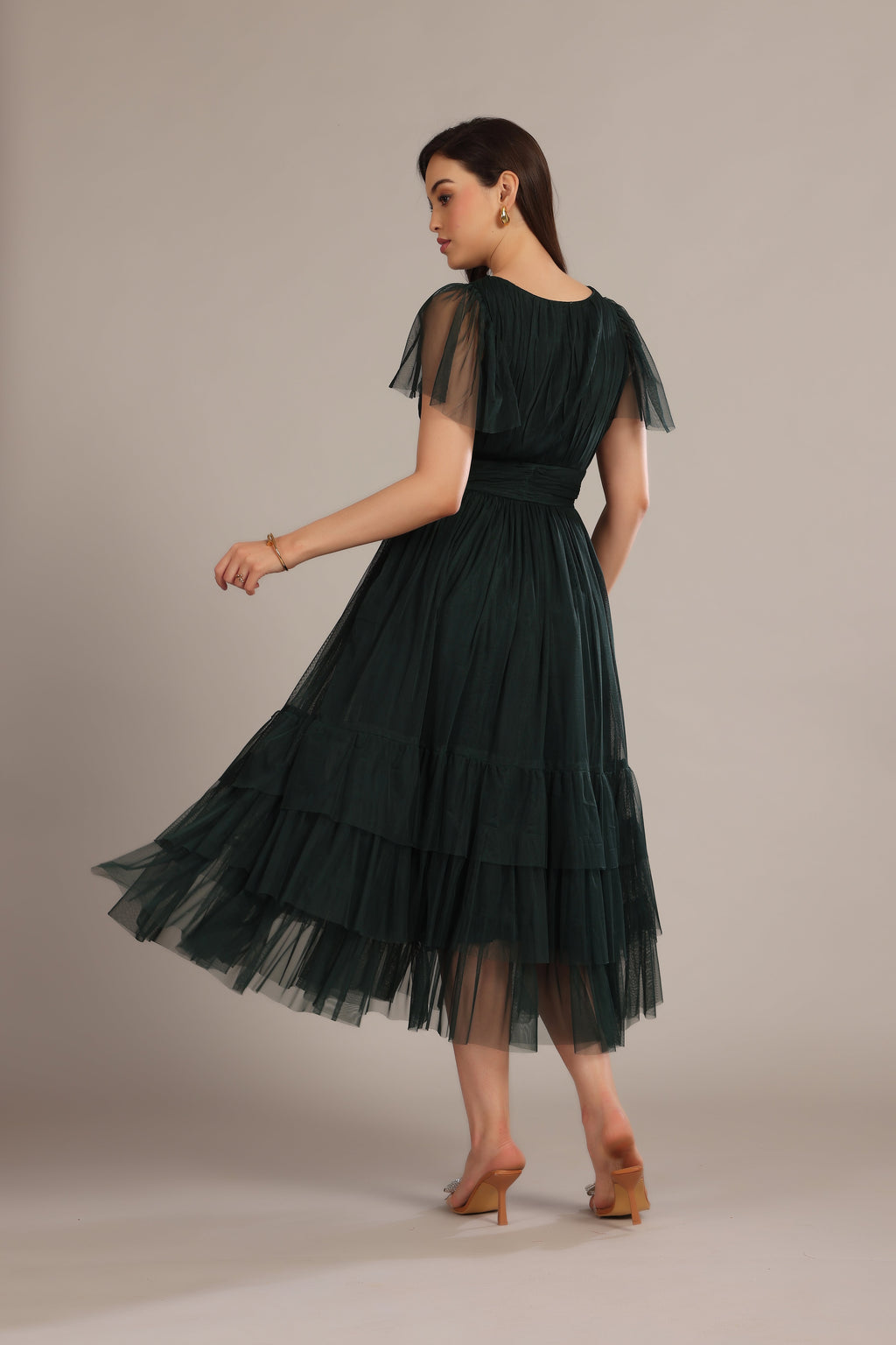 Madison Forest Green Midi Bridesmaid Dress